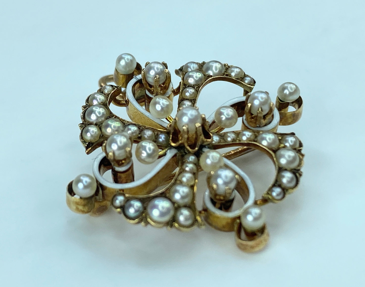 Victorian 14K rose gold Seed pearl brooch pendant 5.7g JR9184