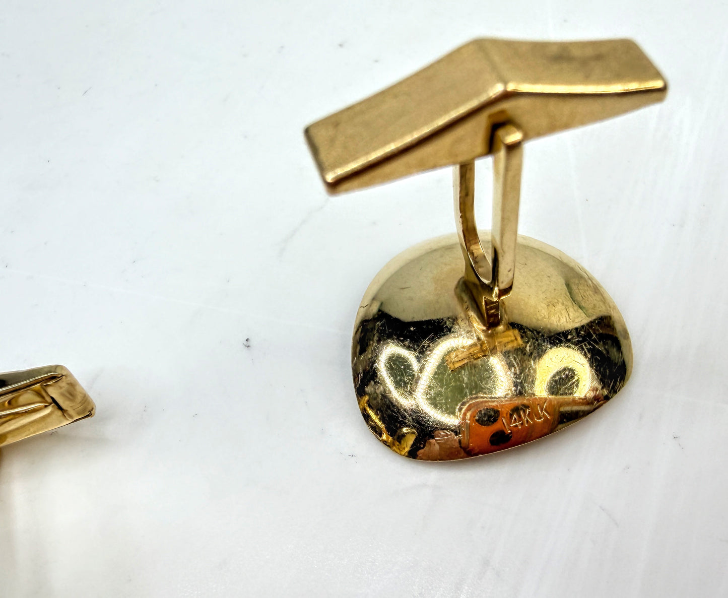 Vintage 14k gold black star sapphire modernist cufflinks 8.7g SS278
