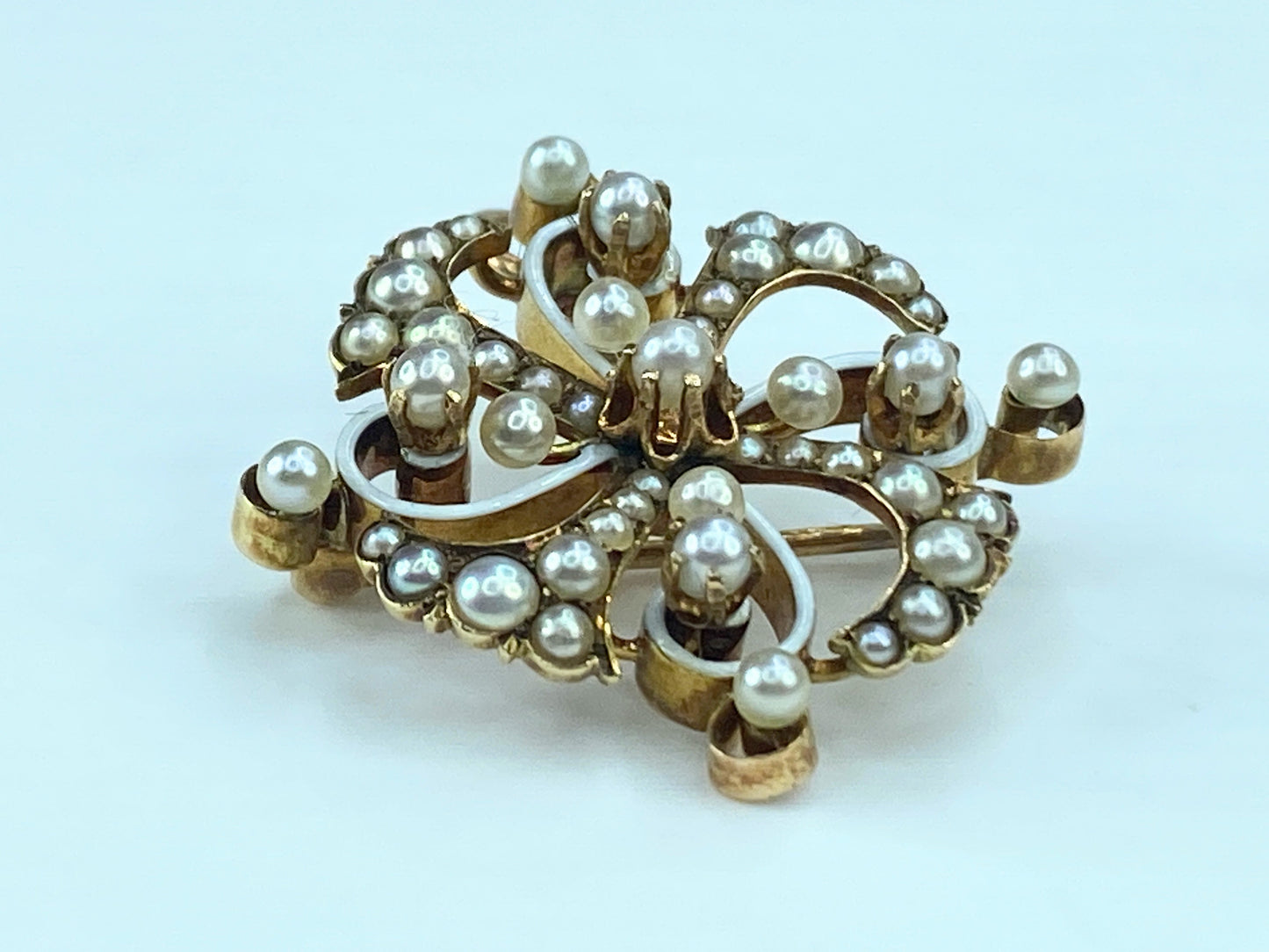 Victorian 14K rose gold Seed pearl brooch pendant 5.7g JR9184