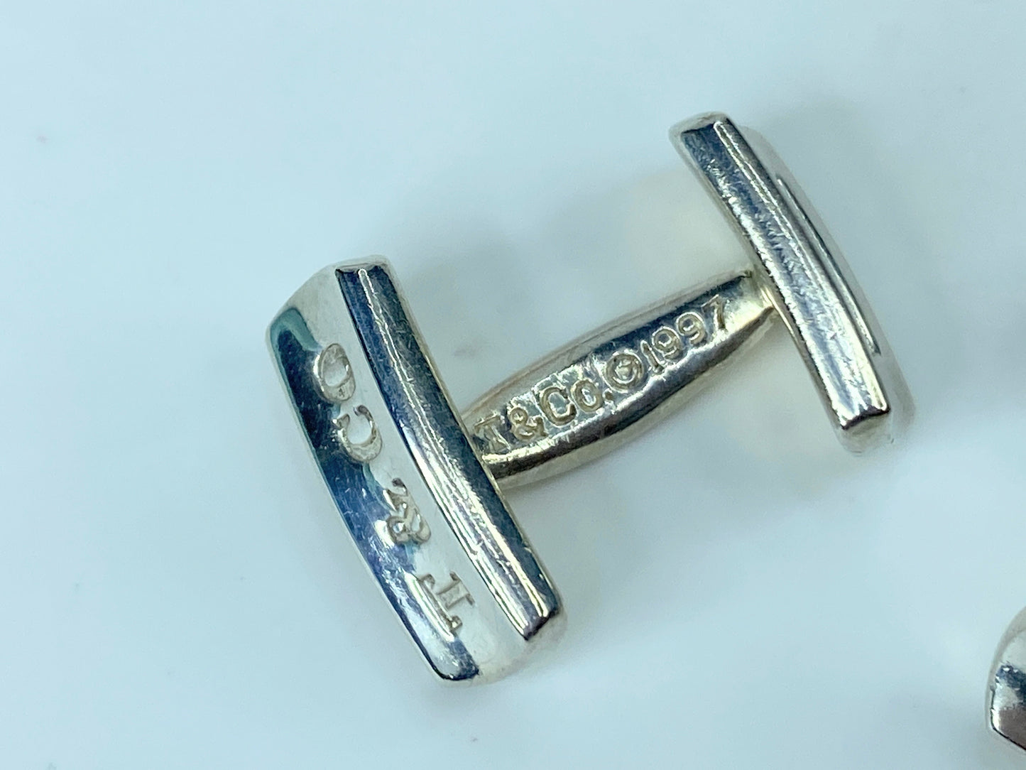 1997 TIFFANY & CO. Sterling Silver 1887 Engraved Bar Cuff Links 11,0g JR312