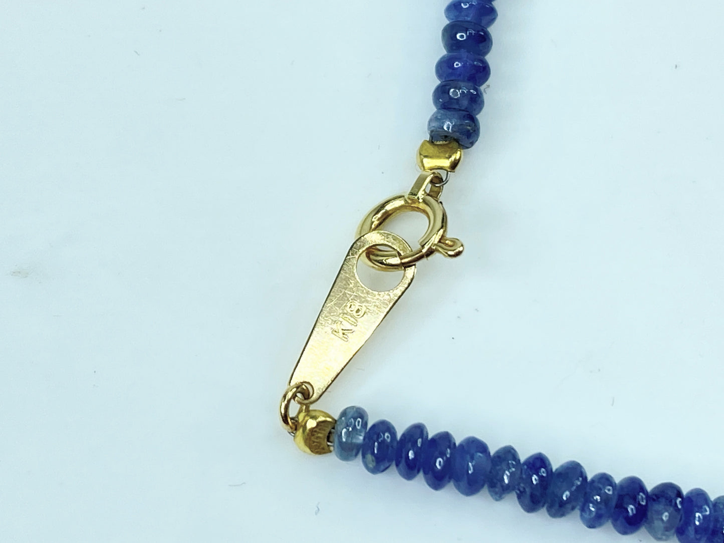 18K Gold Untreated Smooth Blue Sapphire Smooth Rondelle Necklace JR990