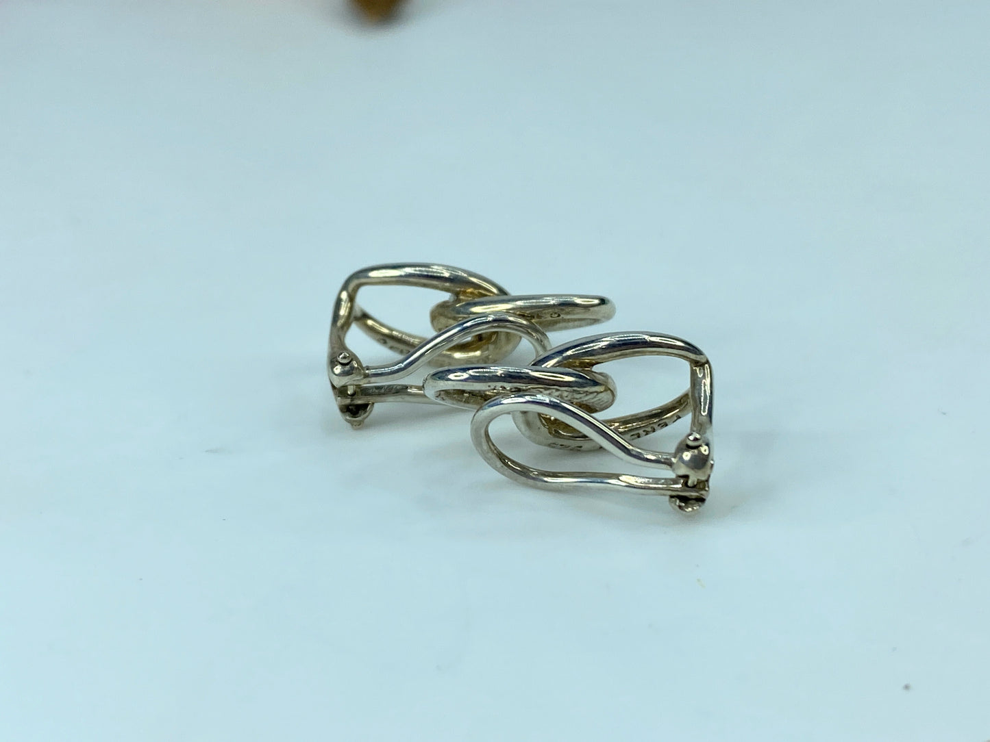 Tiffany & Co Elsa Peretti Sterling Silver Double Loop Clip-On Earrings JR313