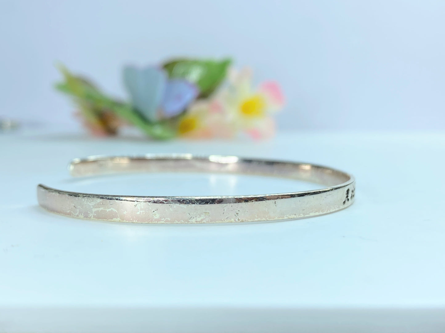 Sterling silver cuff 4.2mm "A Sister is a Forever Friend" bangle 7.2g JR0037