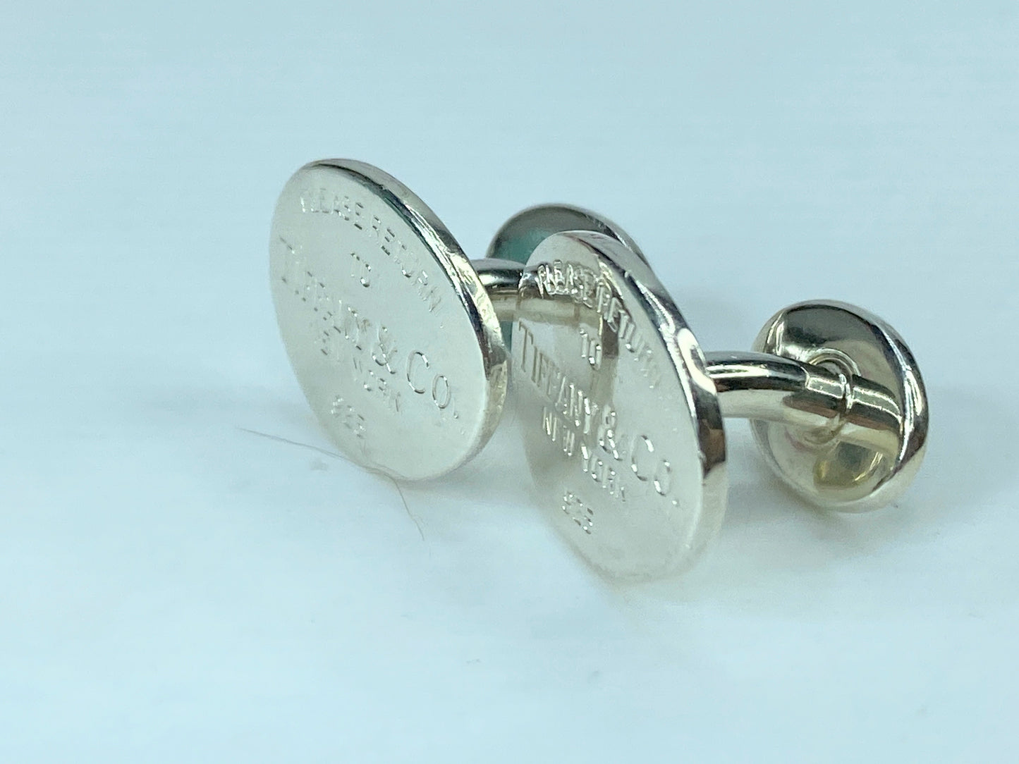 Tiffany & Co Silver Cufflinks, "Please Return to Tiffany & co N.Y 925" JR317