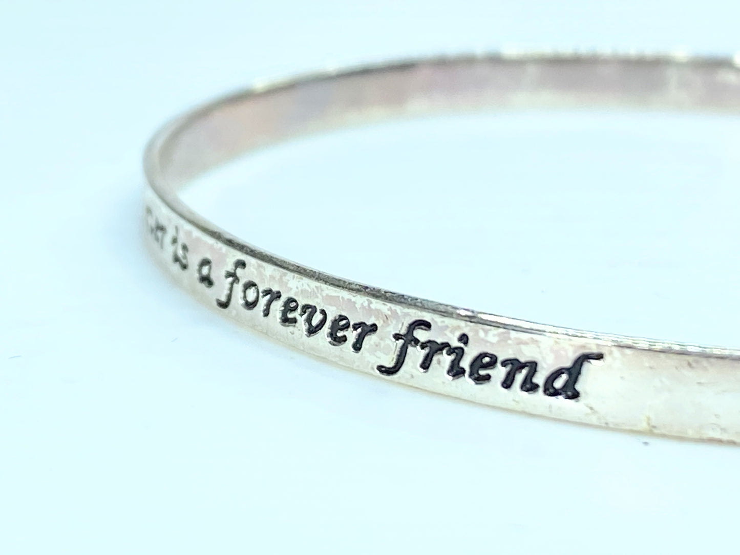 Sterling silver cuff 4.2mm "A Sister is a Forever Friend" bangle 7.2g JR0037