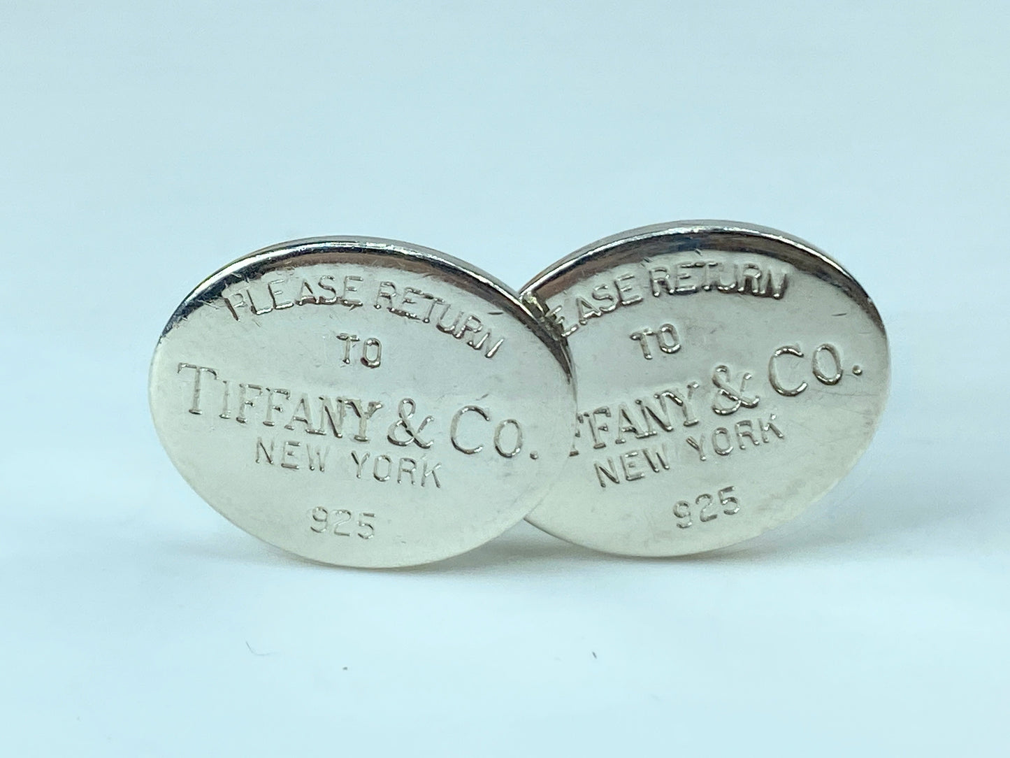 Tiffany & Co Silver Cufflinks, "Please Return to Tiffany & co N.Y 925" JR317