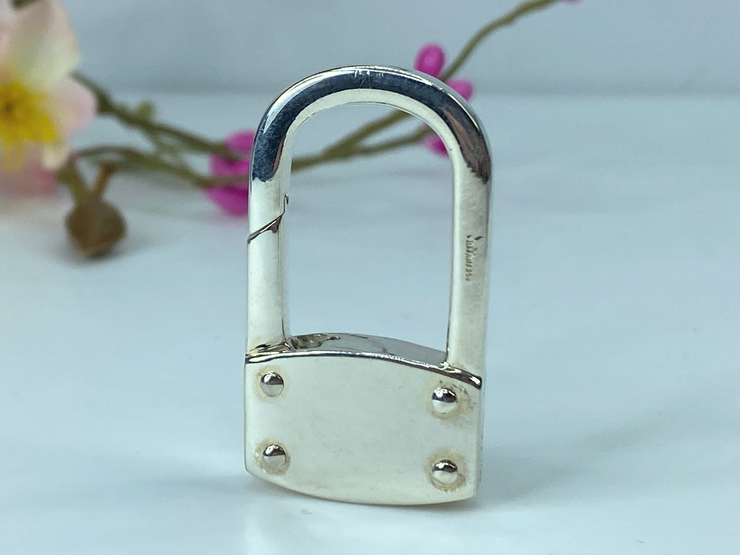 Authentic Sterling Tiffany & Co. Keyring Carabiner Padlock 1.5" 20.9g JR319