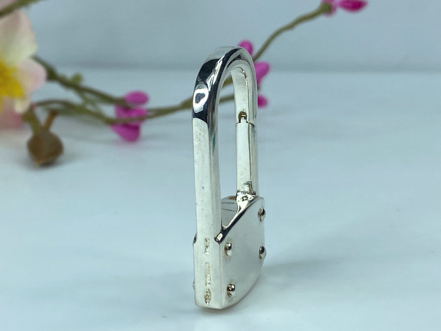 Authentic Sterling Tiffany & Co. Keyring Carabiner Padlock 1.5" 20.9g JR319