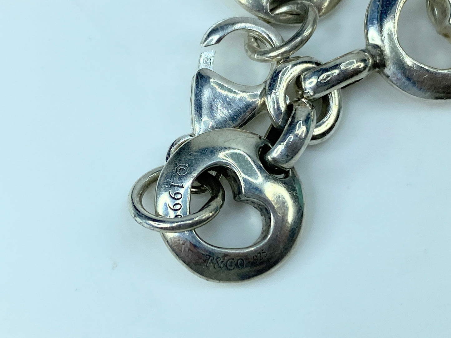 Tiffany & Co. Vintage Heart Stencil Link Bracelet 7 25" 25.7g JR322