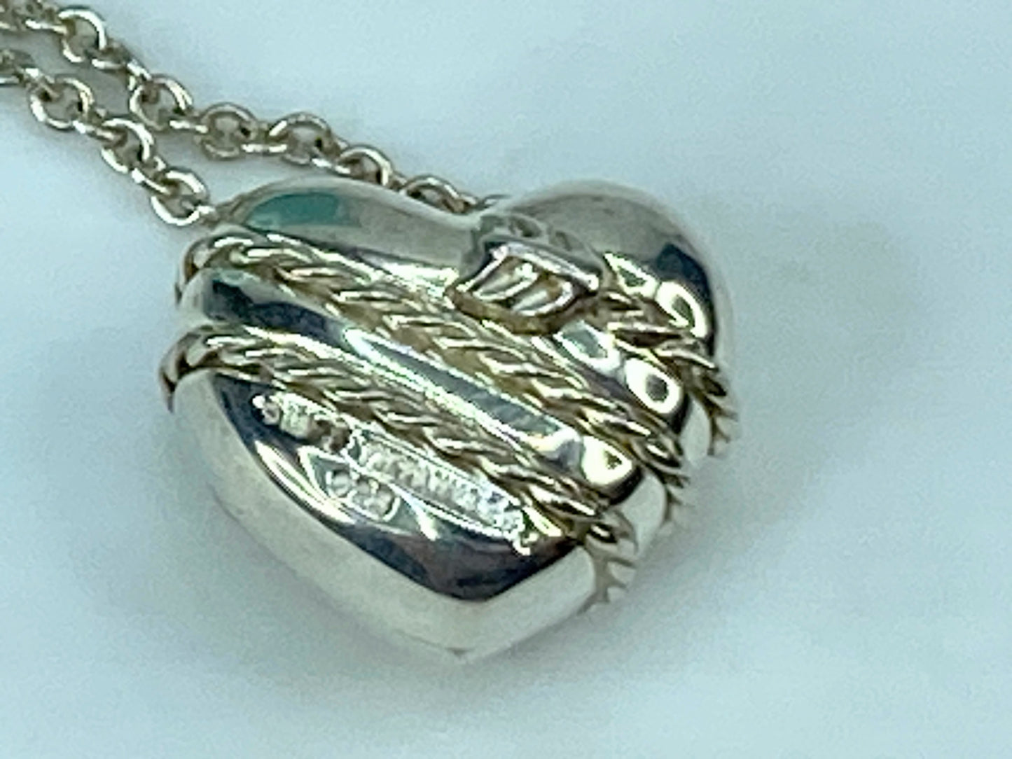 Tiffany & Co 925 Silver Solid Heart with Arrow Pendant Necklace 18" 8.9g JR338
