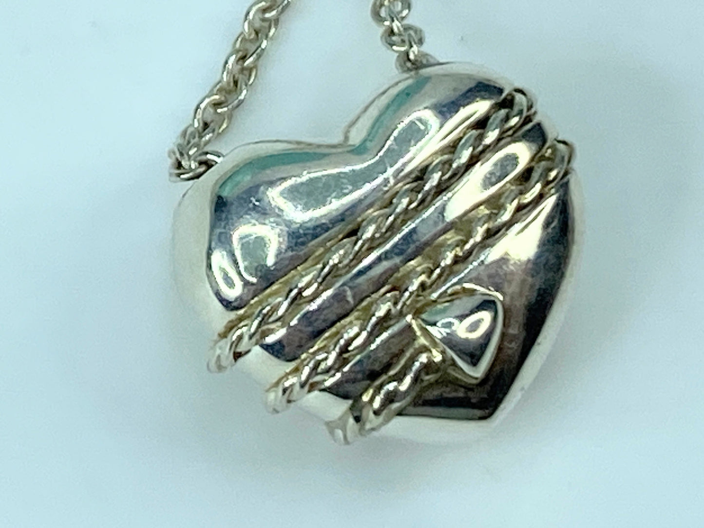 Tiffany & Co 925 Silver Solid Heart with Arrow Pendant Necklace 18" 8.9g JR338