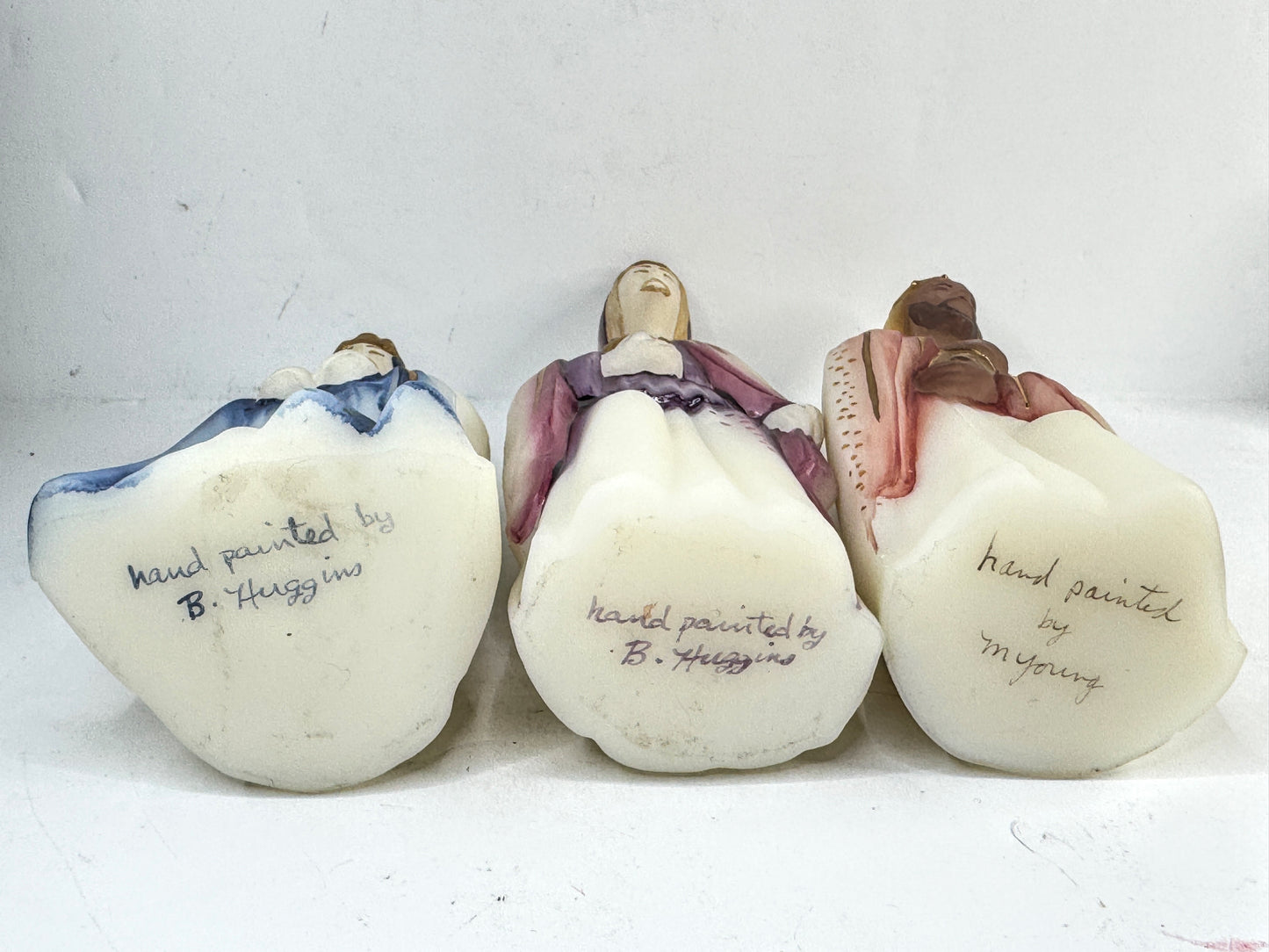 Vintage Fenton Glass Three Wise Men Nativity Set Opal Satin Hand Painted A961
