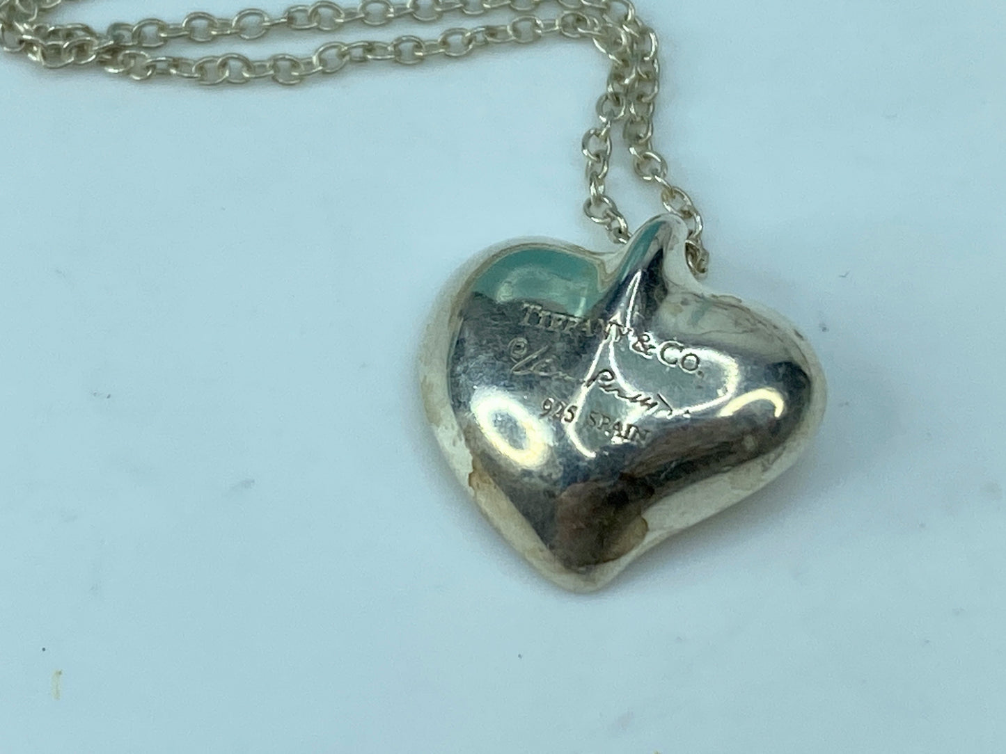 Tiffany & Co Elsa Peretti Sterling Silver 925 Full Heart Pendant Necklace JR325