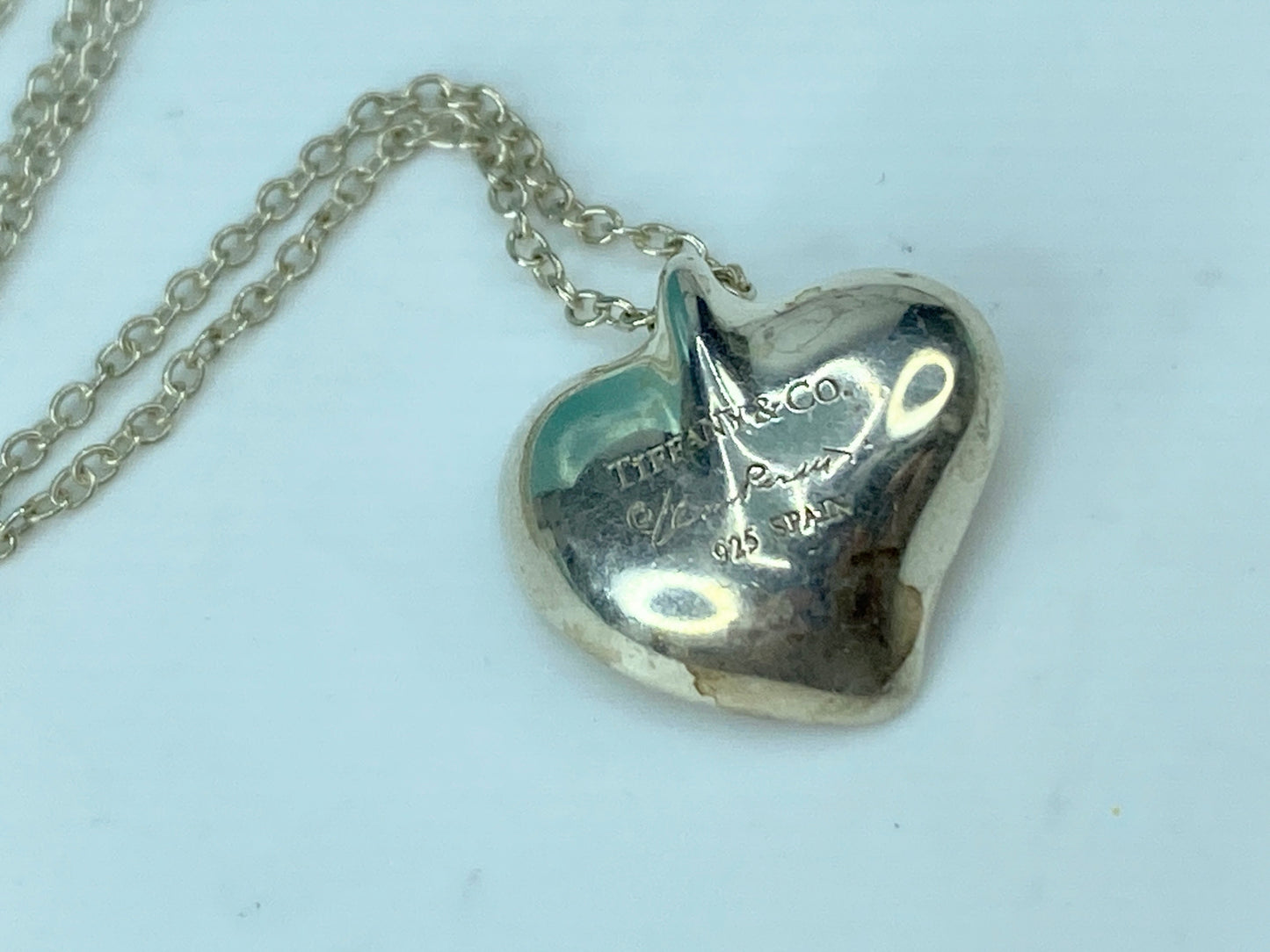 Tiffany & Co Elsa Peretti Sterling Silver 925 Full Heart Pendant Necklace JR325