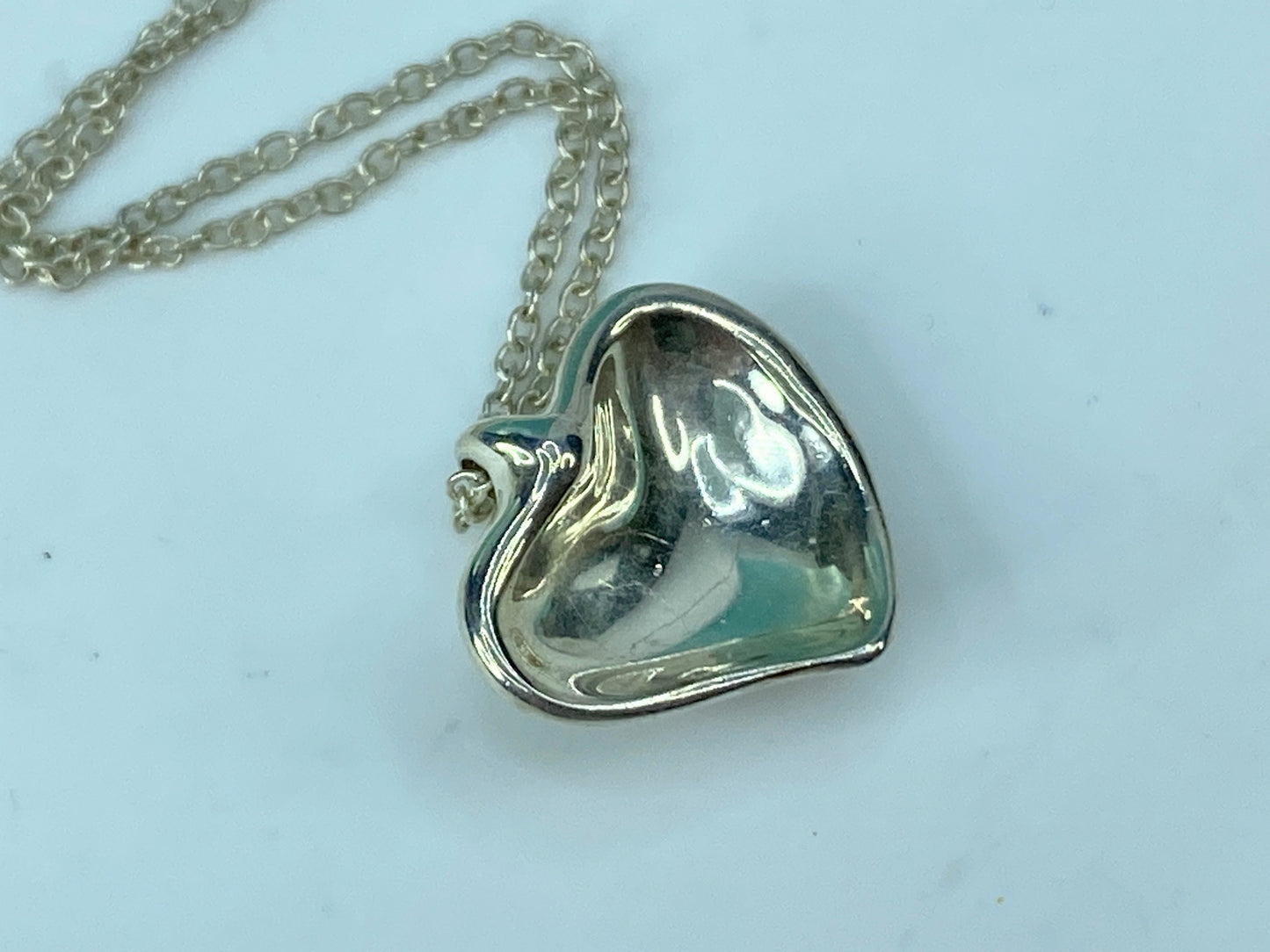 Tiffany & Co Elsa Peretti Sterling Silver 925 Full Heart Pendant Necklace JR325