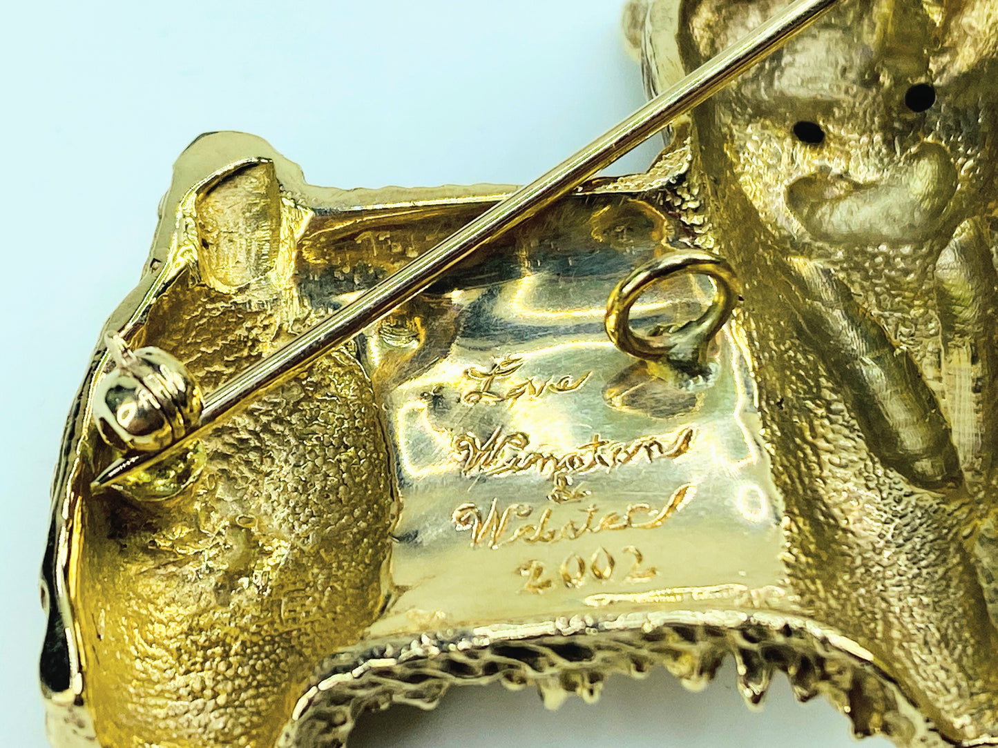 Custom 14K Yorkshire Terrier Brooch – Boy Dog, diamond eye black enamel JR991