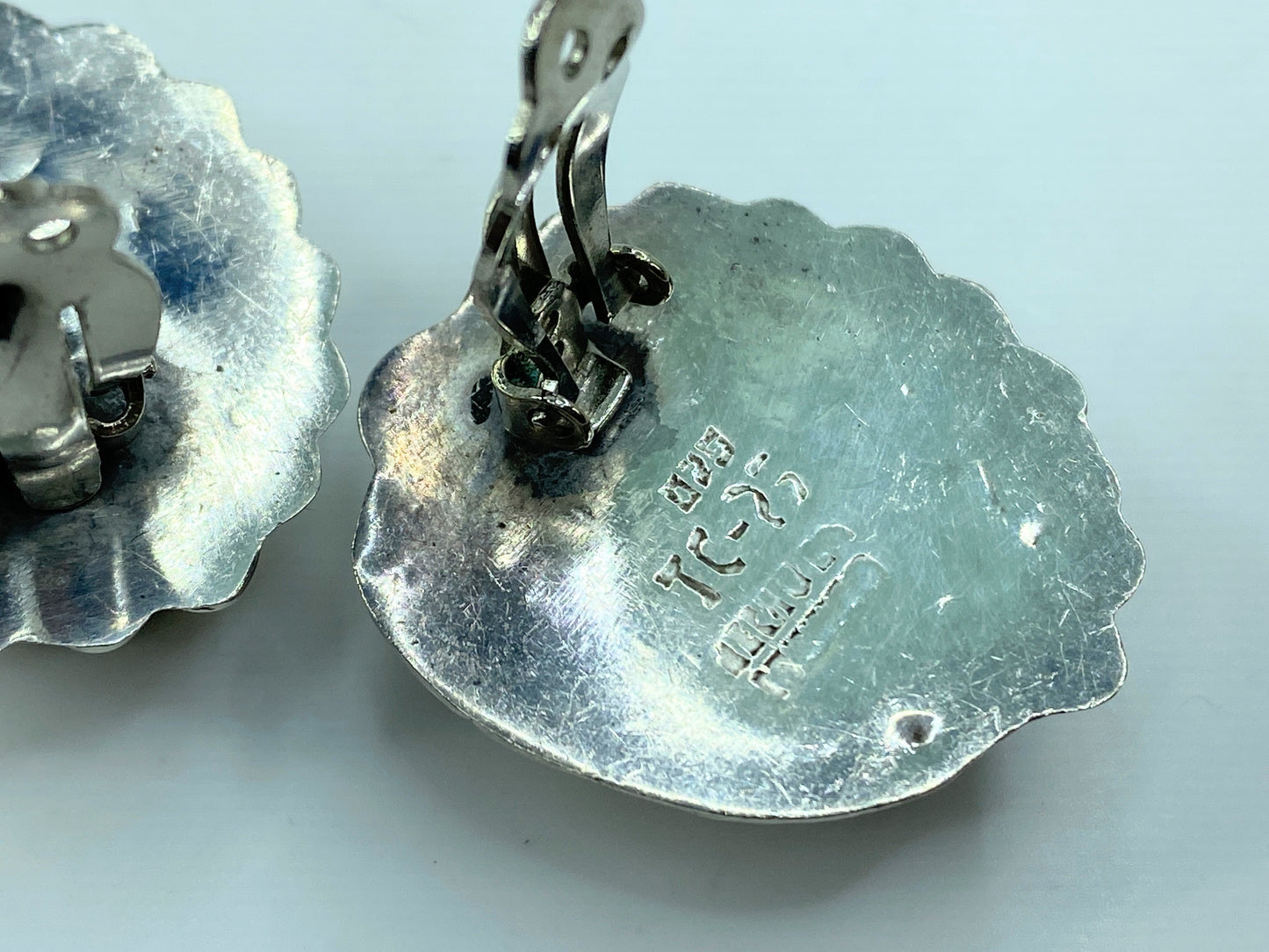 Native American Sterling Silver Azurite Post Earrings by Delores Cadman JR998