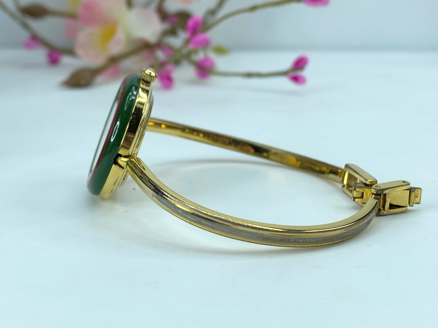 Gucci Change Bezel 12 Colors White & Gold Women's Watch Plating Quartz Box GS405