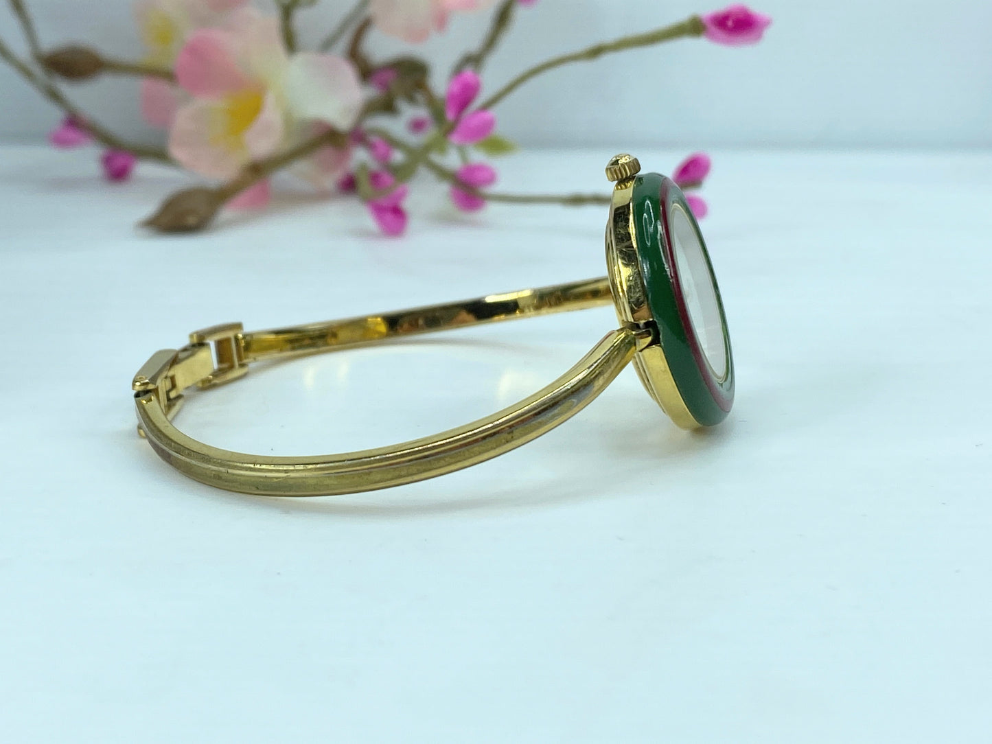 Gucci Change Bezel 12 Colors White & Gold Women's Watch Plating Quartz Box GS405