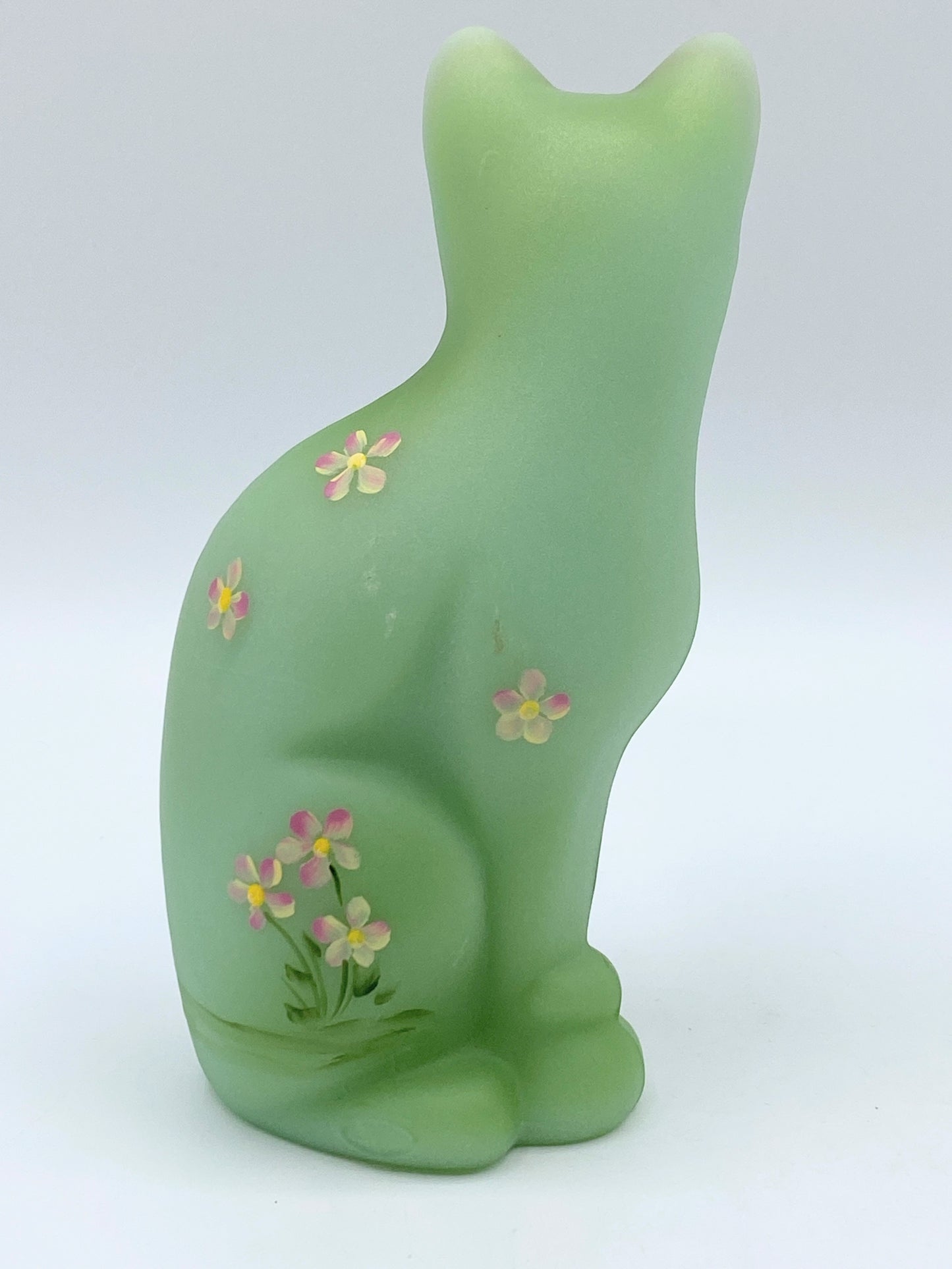 Fenton Glass Jadeite Green Garden Gnome Stylized Cat Ltd Ed Kibbe #2/37 #246