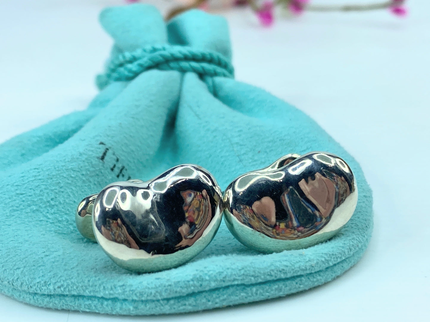 Tiffany & Co. Sterling Silver 18mm Elsa Peretti Bean Cufflinks 26g 20mm JR353