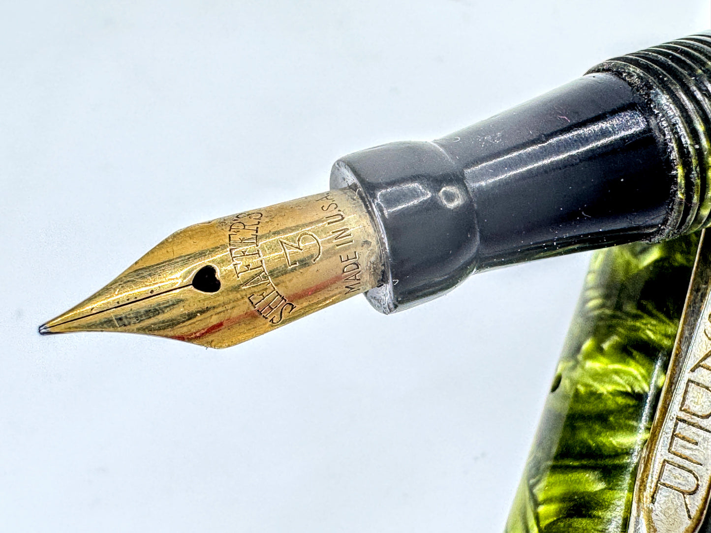 Vintage Dur-O-Lite Green Celluloid Fountain Pen Pencil Combo SS407