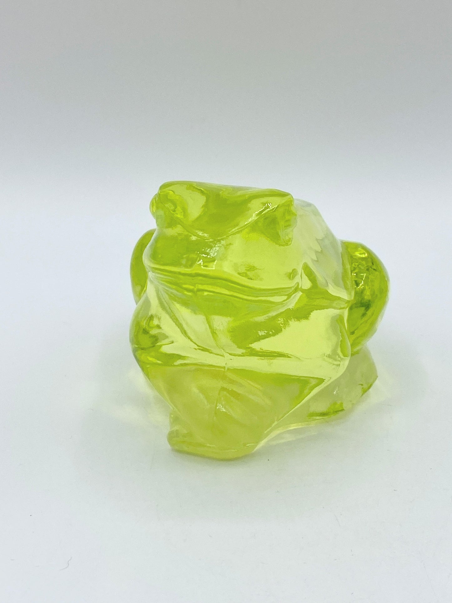 Fenton Uranium Frog Vaseline Yellow Clear Glass Figurine A250