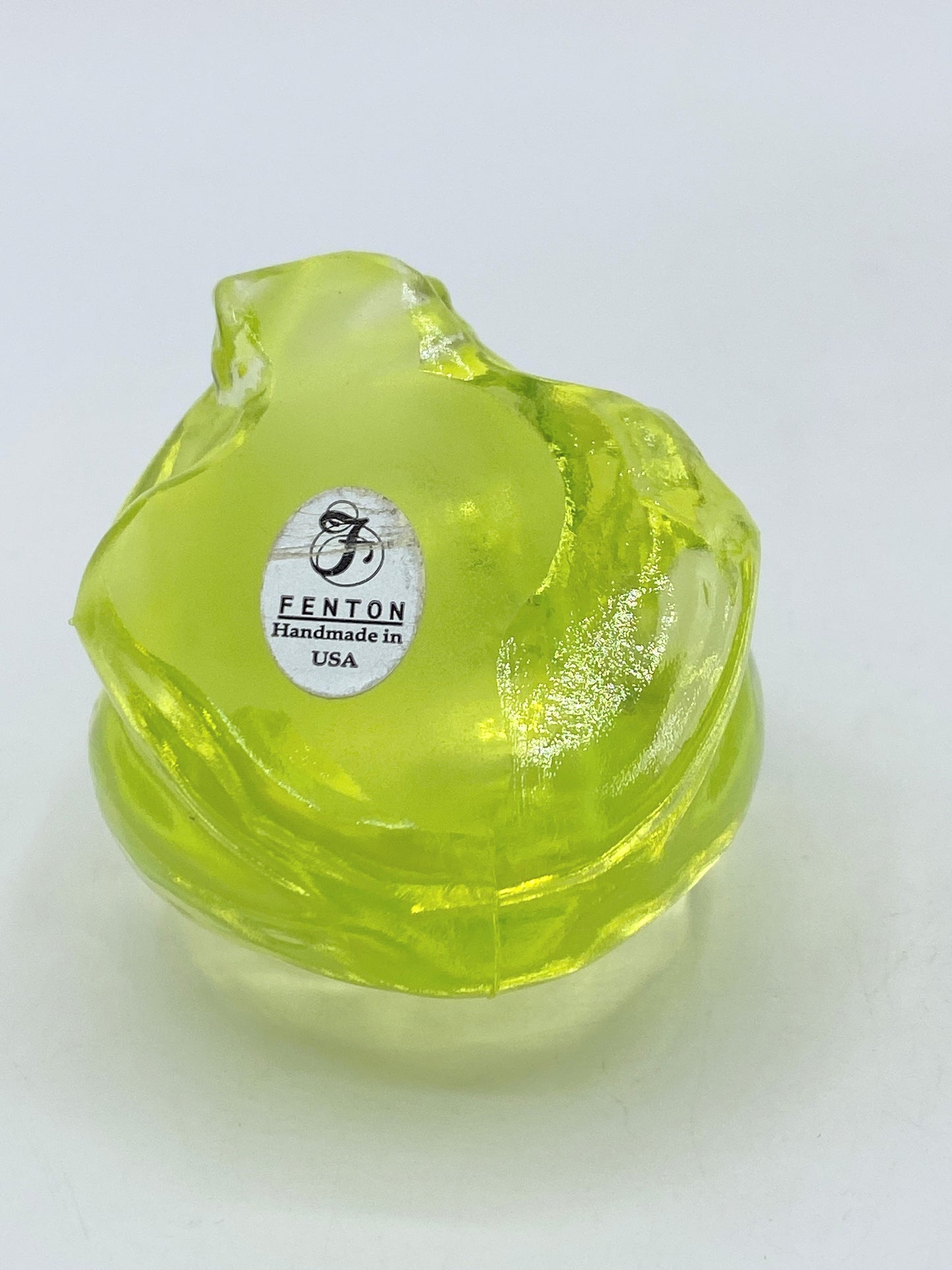 Fenton Uranium Frog Vaseline Yellow Clear Glass Figurine A250