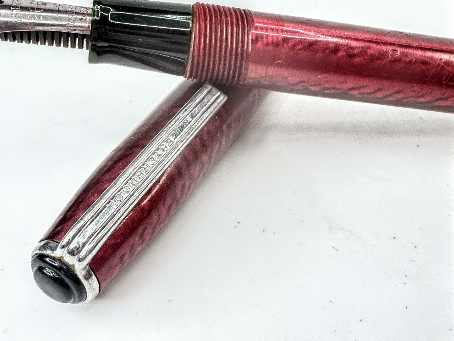 Vintage Esterbrook Visumaster Red Marbled Fountain Pen Med Pt SS410