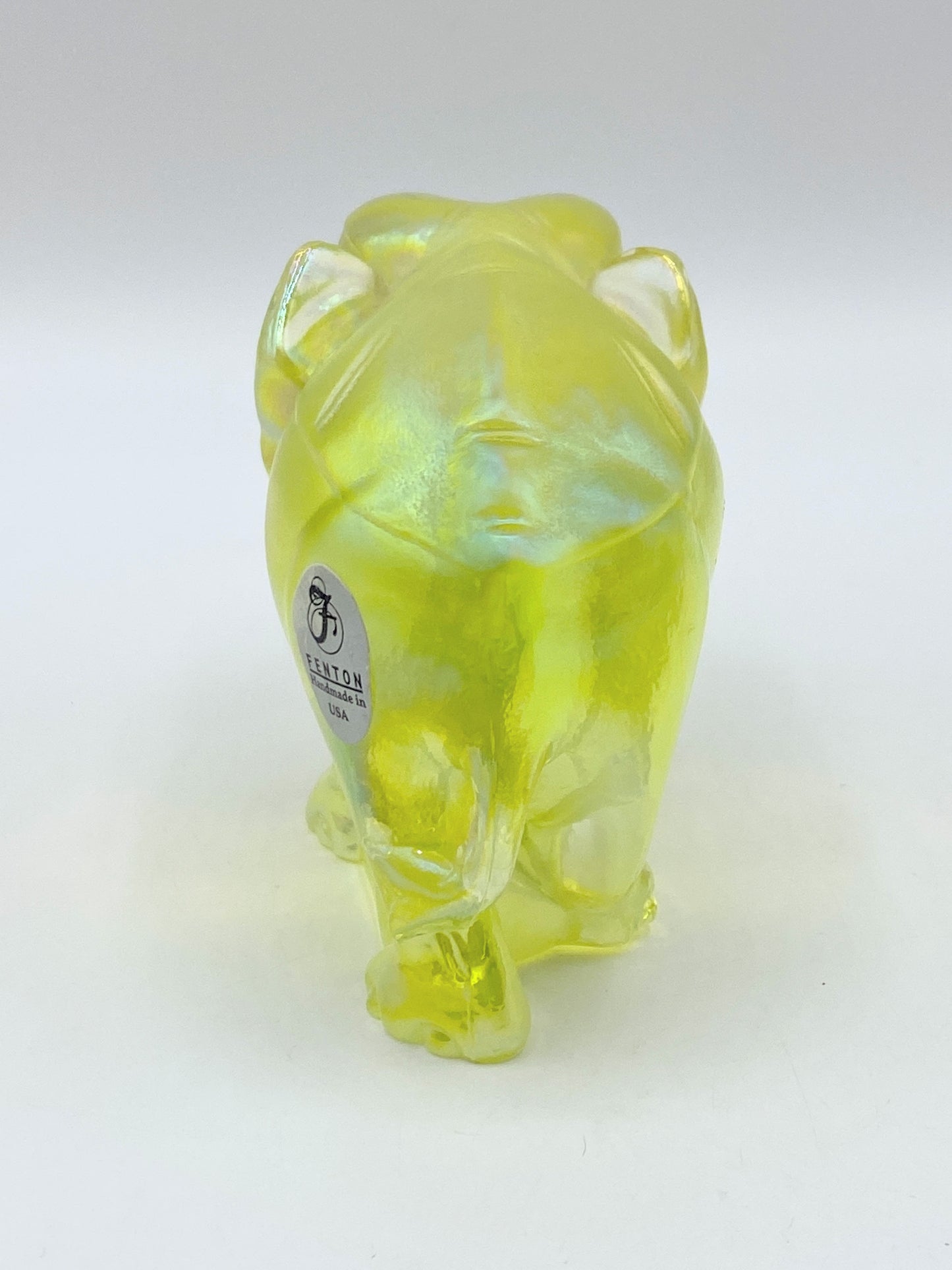 Rare Fenton Vaseline Glass Elephant Vintage Yellow Uranium Glass 3 3/4 x3" A253