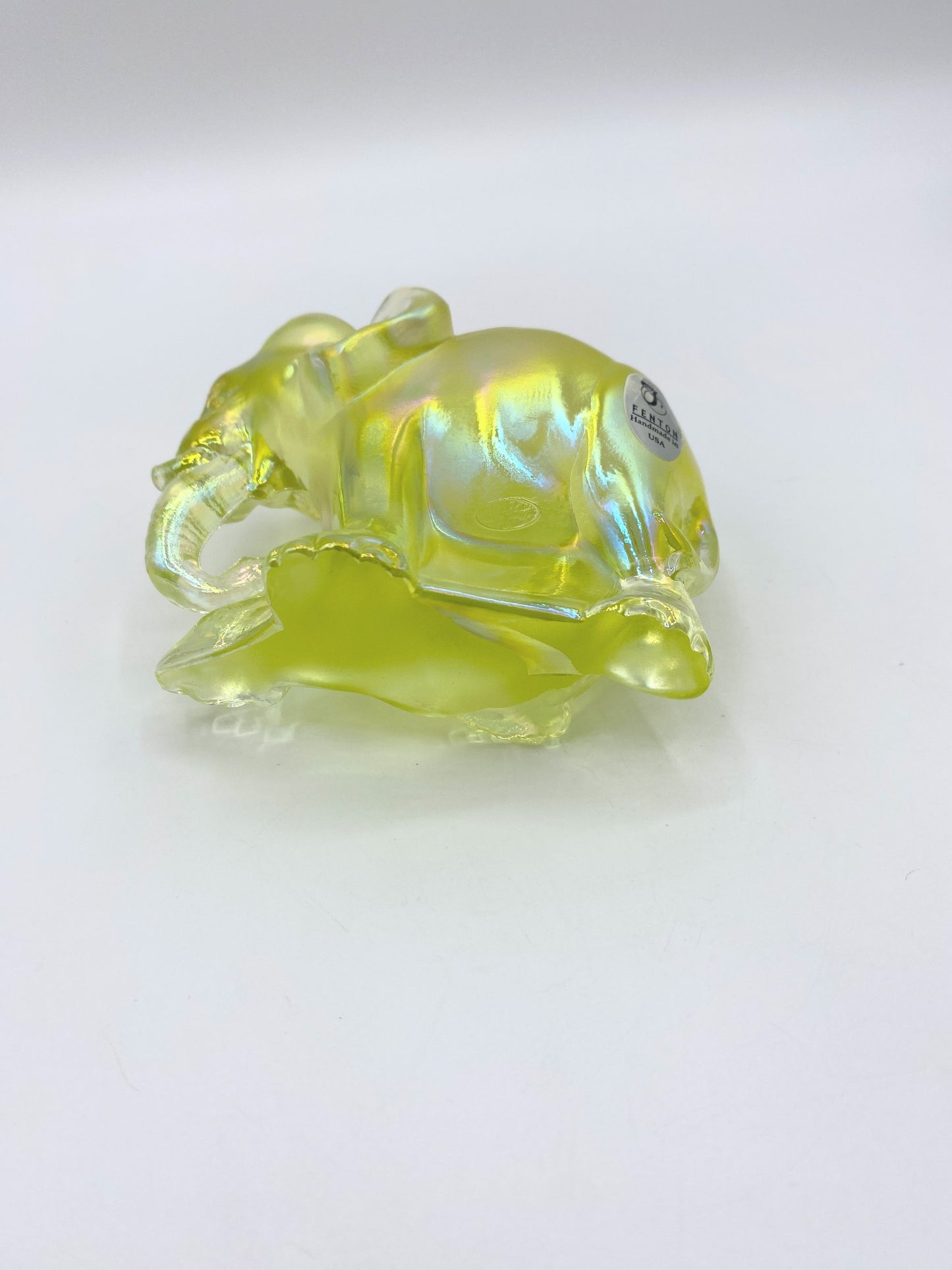 Rare Fenton Vaseline Glass Elephant Vintage Yellow Uranium Glass 3 3/4 x3" A253