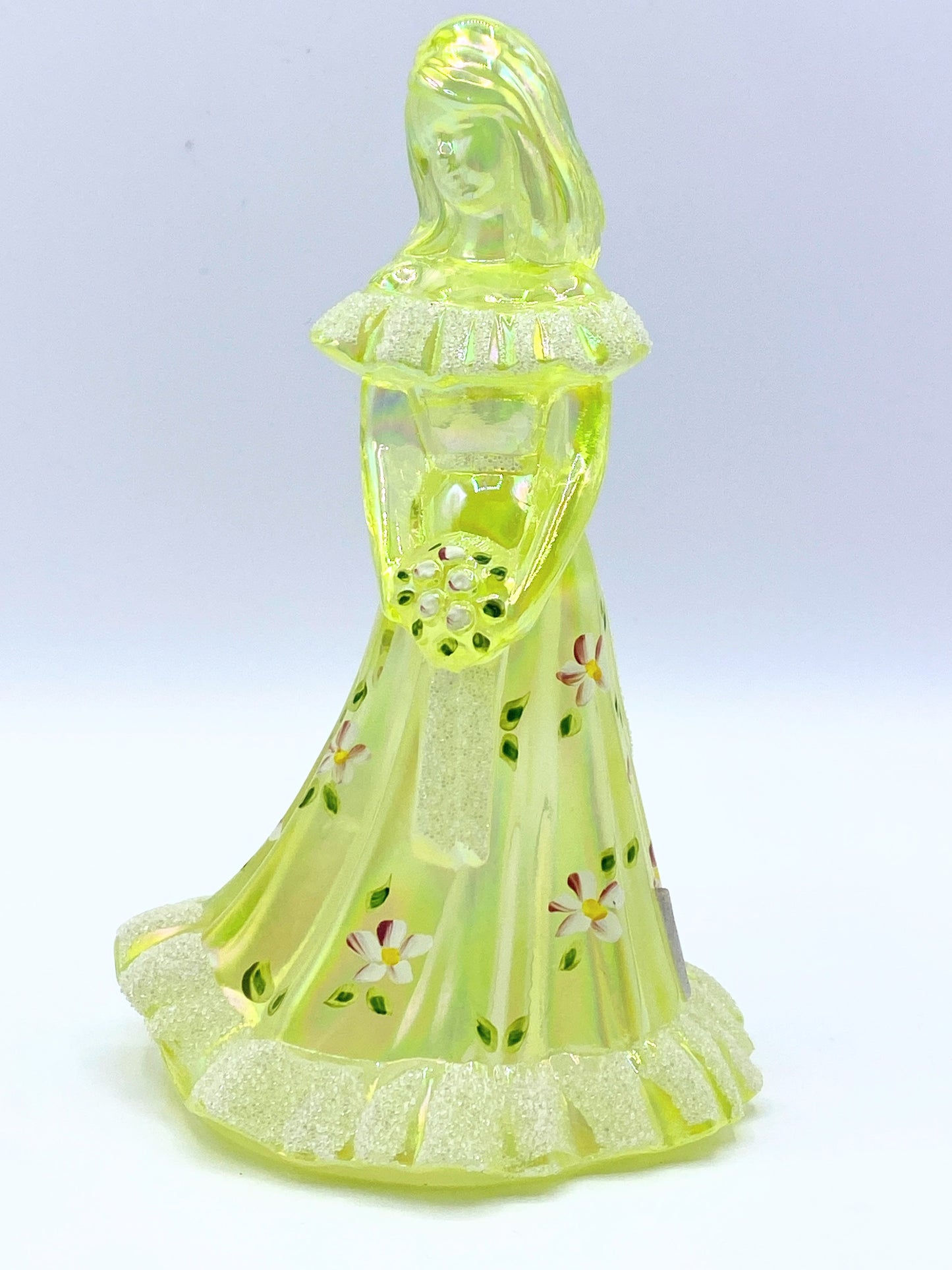 Fenton Yellow Topaz Iridized Hand Painted Bridesmaid Doll Figurine 7.0" A256