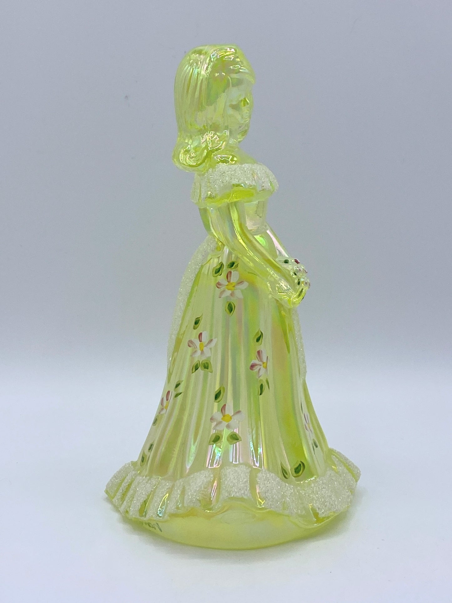 Fenton Yellow Topaz Iridized Hand Painted Bridesmaid Doll Figurine 7.0" A256