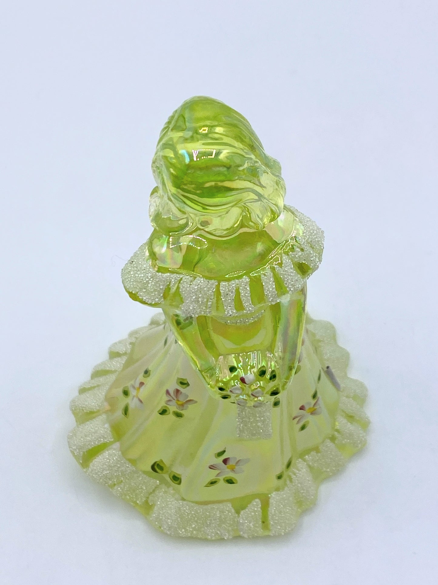 Fenton Yellow Topaz Iridized Hand Painted Bridesmaid Doll Figurine 7.0" A256