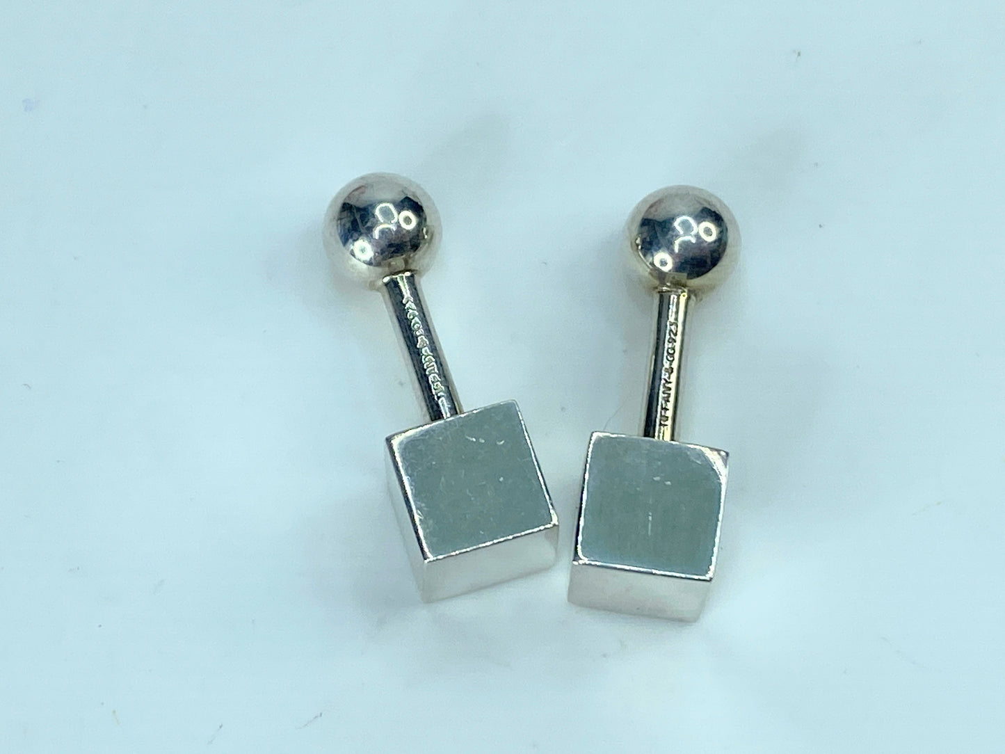 Rare Tiffany & Co. Sterling silver Cube gemo shape cufflinks 16.7g 8.8mm JR359