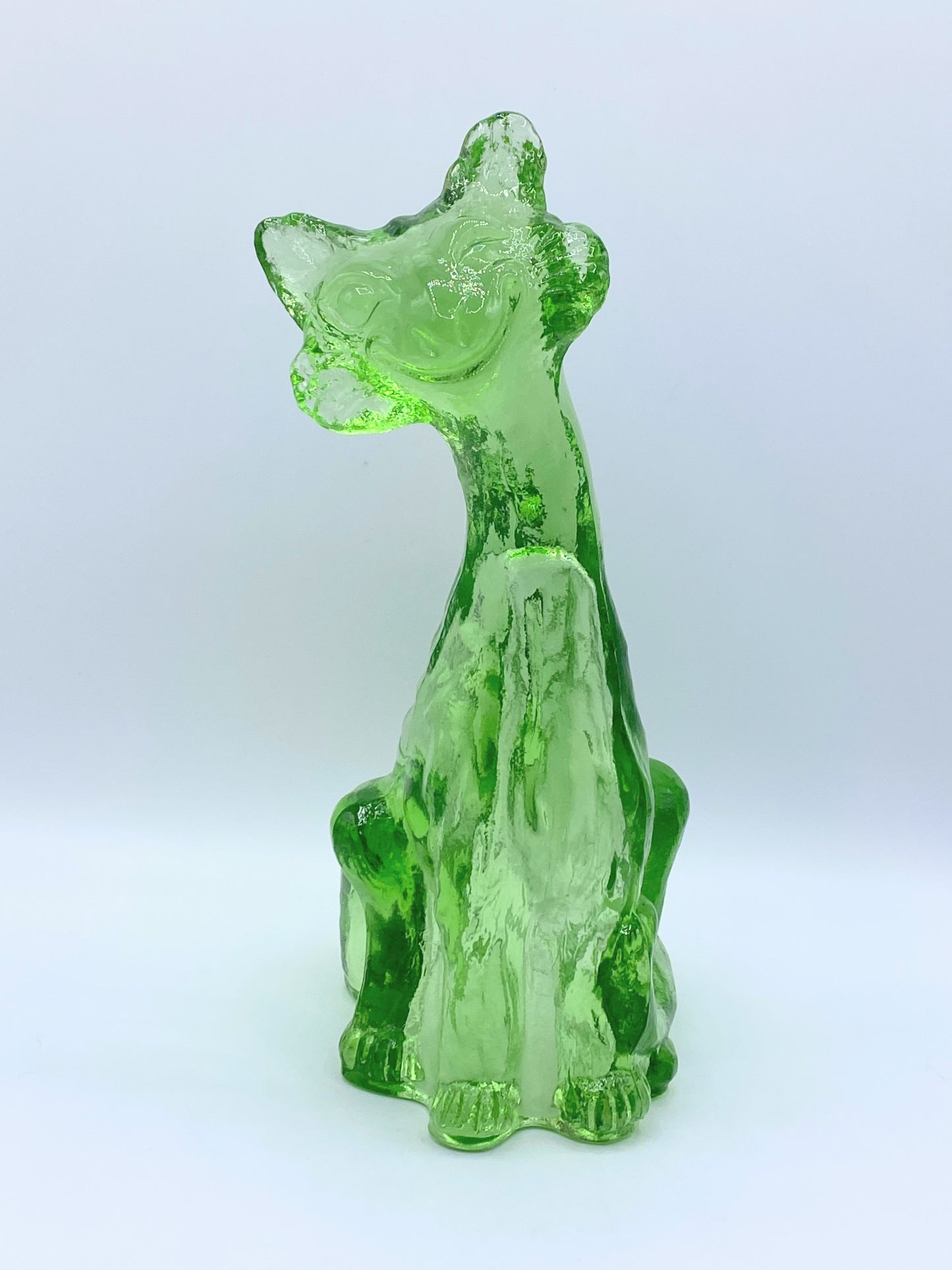 Fenton Glass Apple Green Alley Cat Figurine by Mosser Glass 11.0" A263
