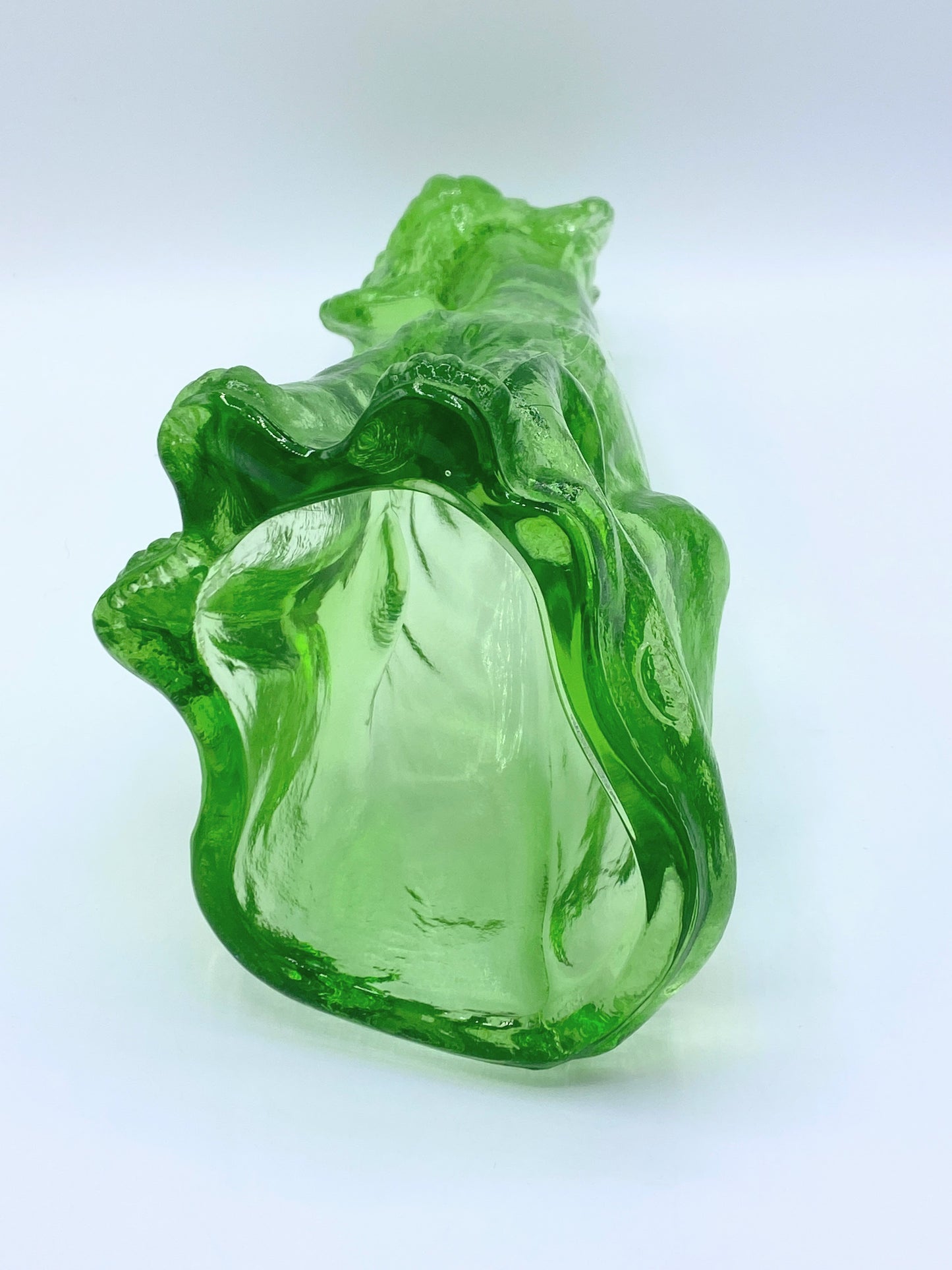 Fenton Glass Apple Green Alley Cat Figurine by Mosser Glass 11.0" A263