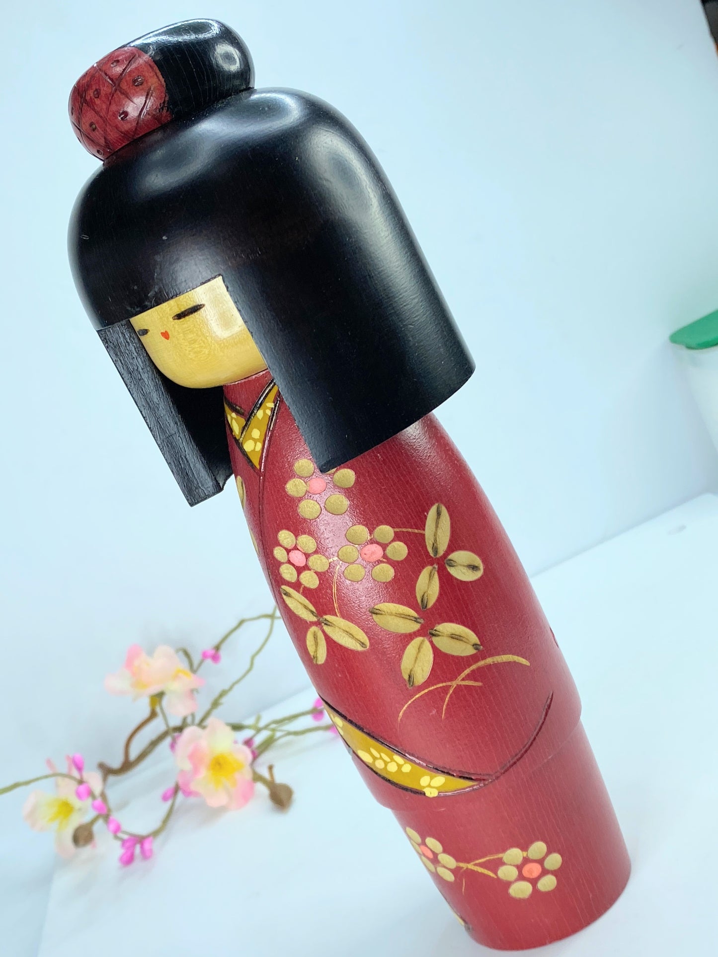 Japanese Creative Kokeshi doll " Camelia Girl" by Kazuo Takamizawa 9" A191