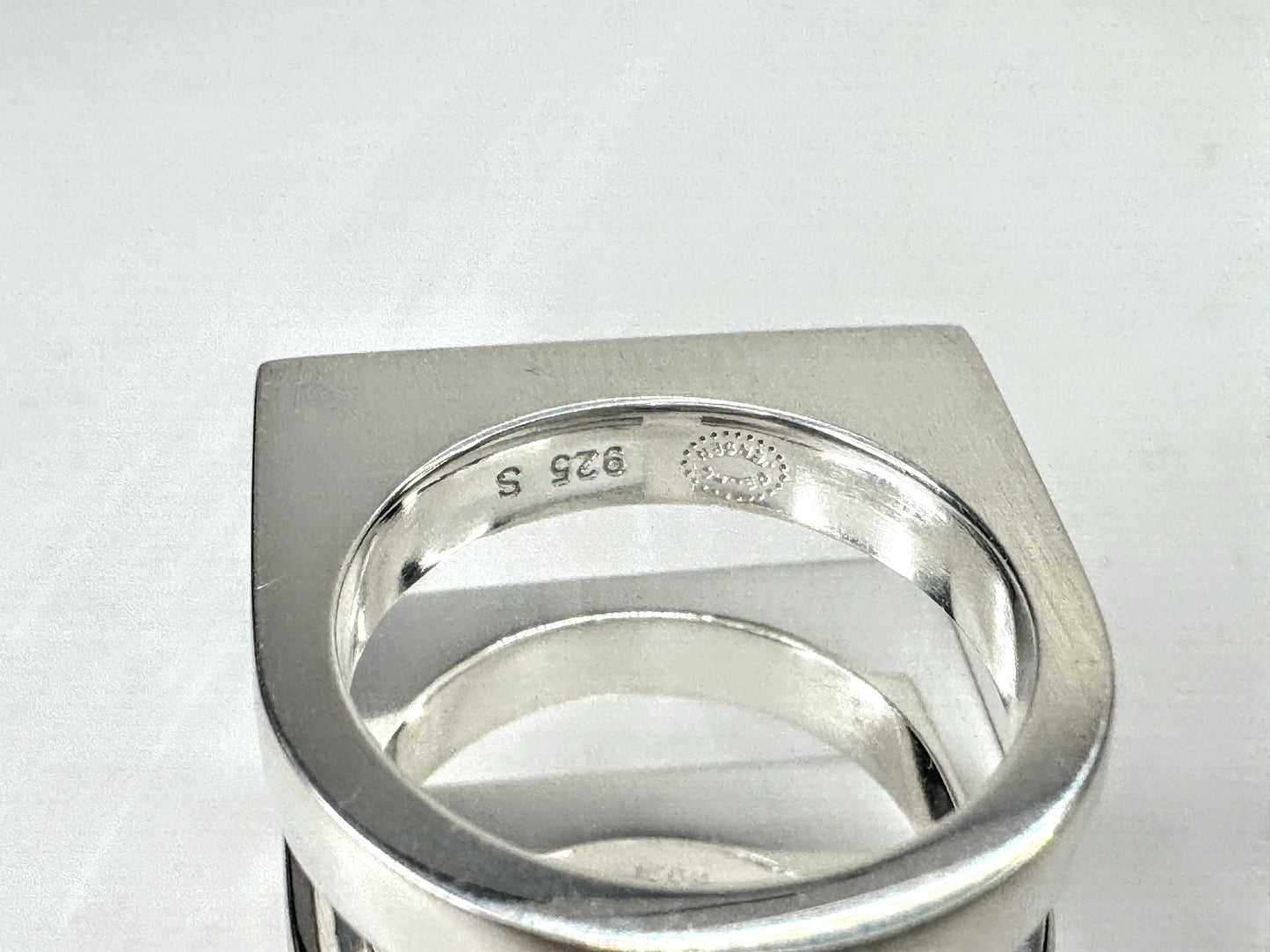 Georg Jensen Sterling Silver Aria 3 Row Band Modernist Square Top Ring JR1668
