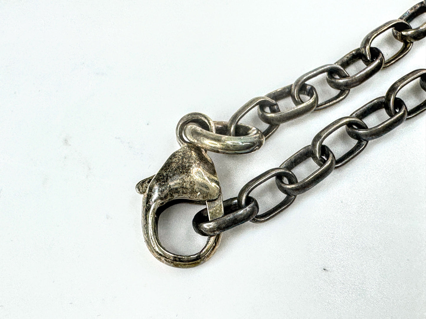 Vintage Heavy Sterling Silver Monogram Disc Charm Pearl Necklace 26" JR1670