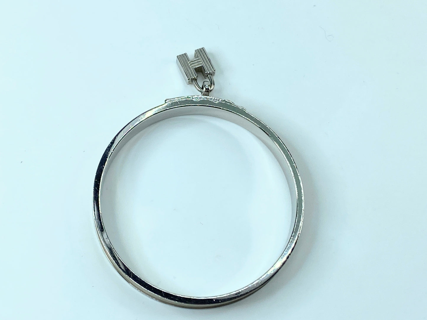 Hermes Bangle Ivory x Silver Color Kelly H Padlock W/Box GS407