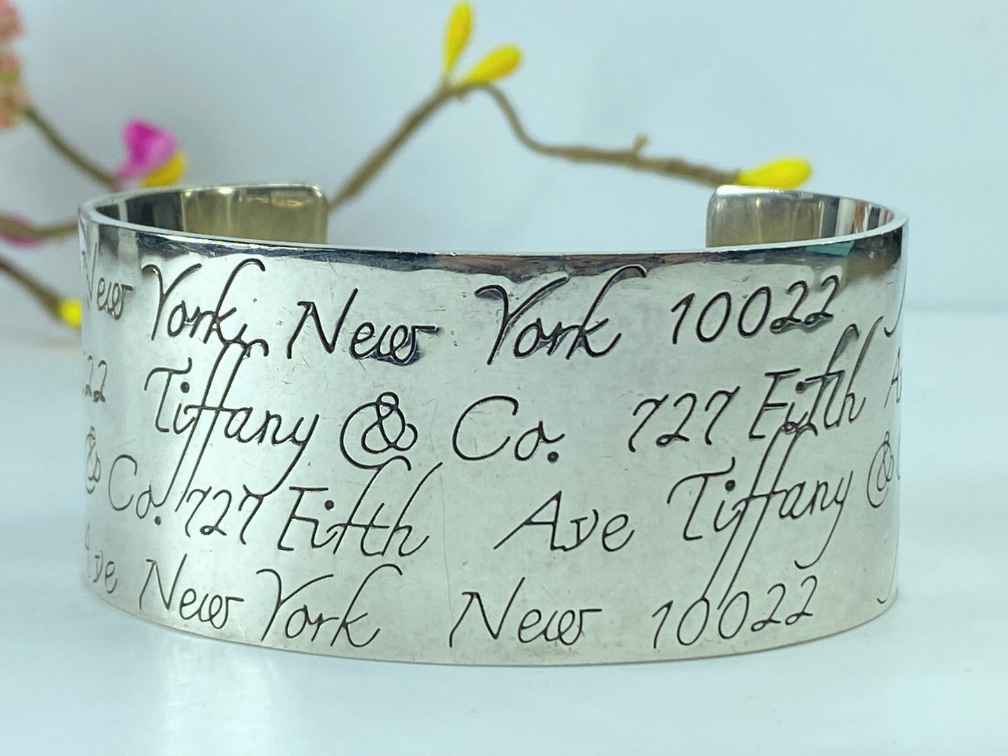 Tiffany & Co. Wide Notes Cuff bangle Bracelet Sterling Silver 7 1/4" GS368