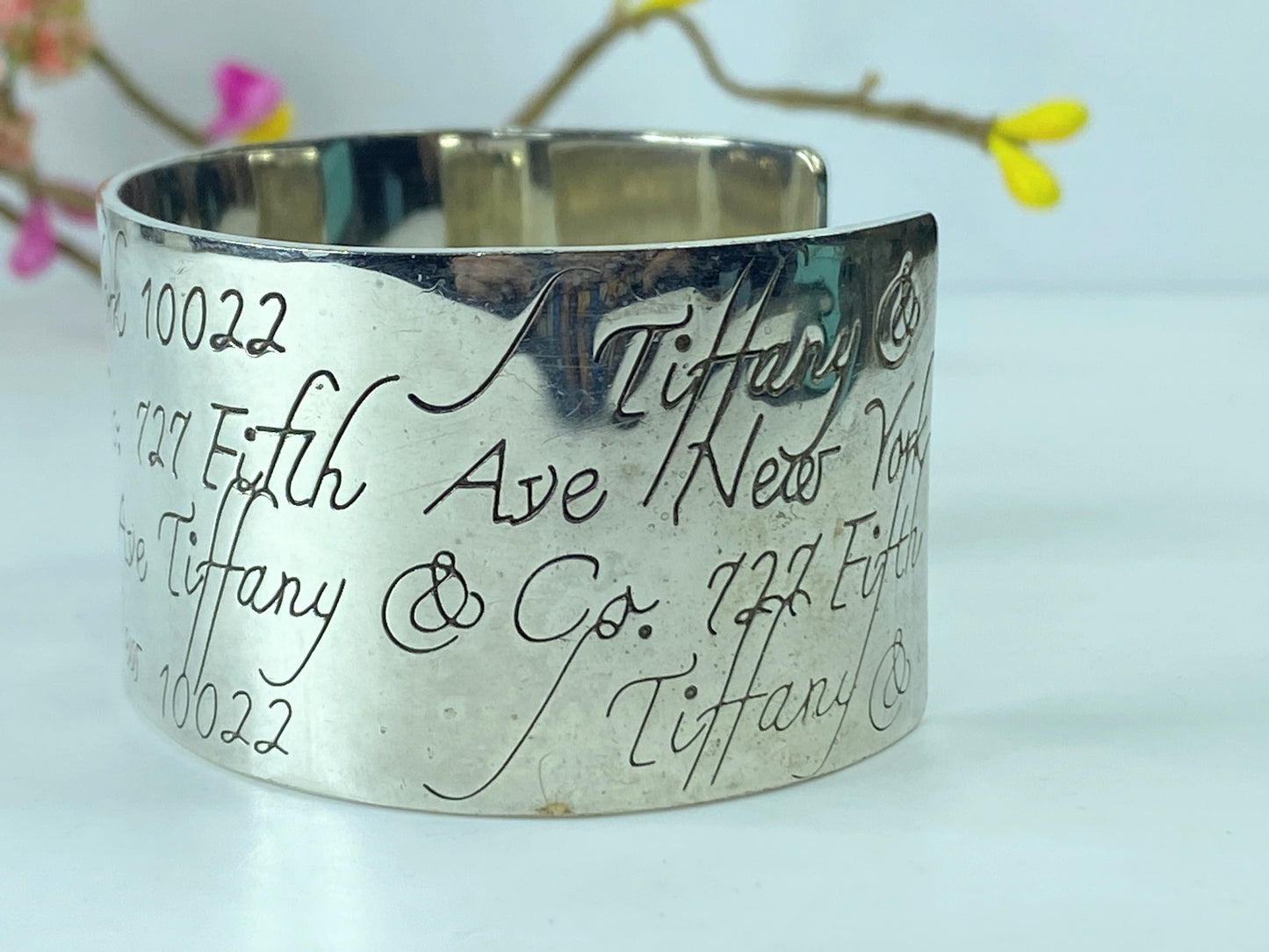 Tiffany & Co. Wide Notes Cuff bangle Bracelet Sterling Silver 7 1/4" GS368