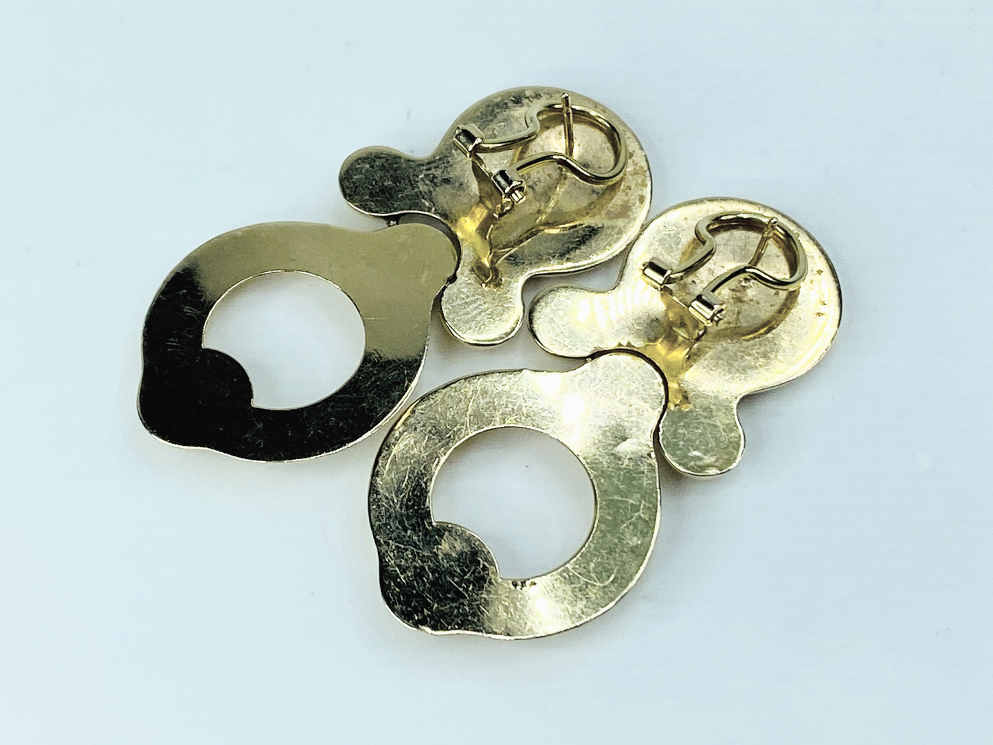 14K yellow Gold Panda Coin Drop Earrings with French Backing 13.2g JR1140