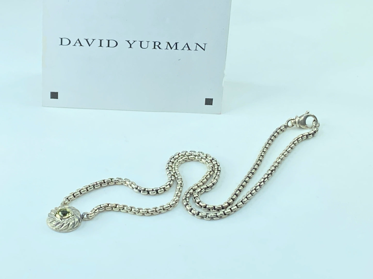 David Yurman Sterling Silver and 18K Yellow Gold Peridot Cookie Necklace JR369