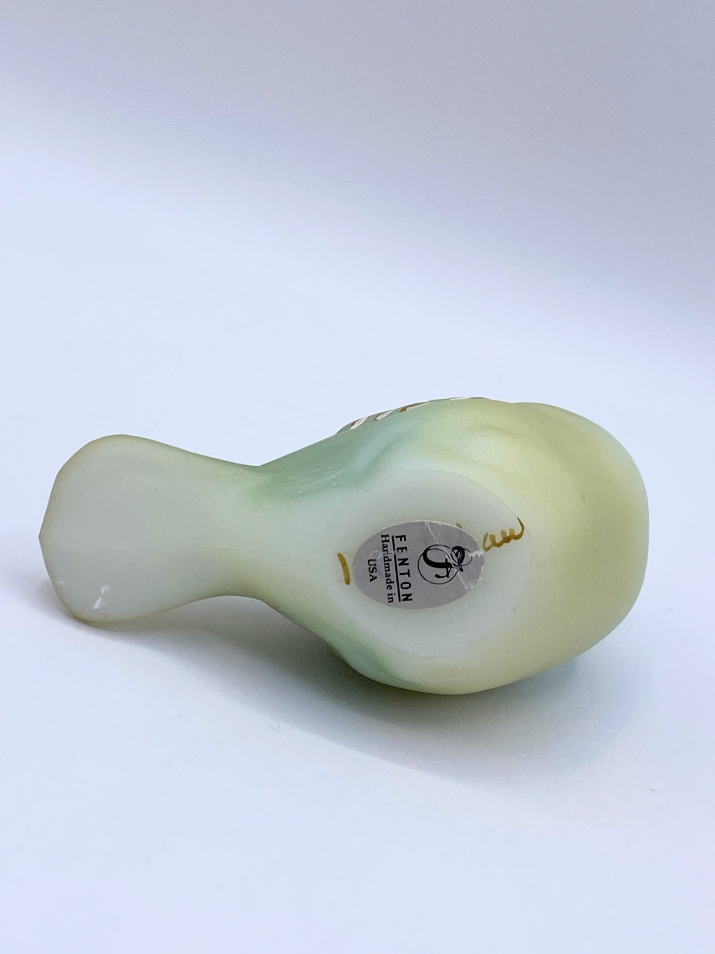 Fenton Art Glass White Opal Natural Sparrow Figurine by D Cutshaw A272
