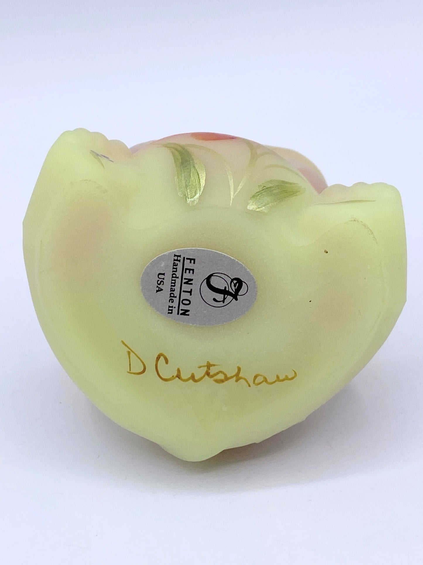 Fenton adorable Hippo Burmese Glows Red FLower decoration by D Custsham A276