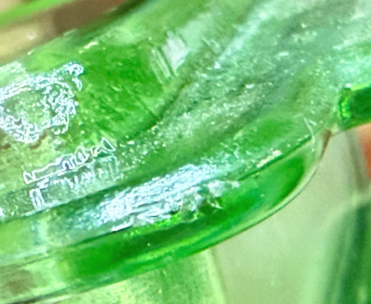 Vintage Green Uranium Depression Glass Butter lidded Dish Covered UV Glow A1329