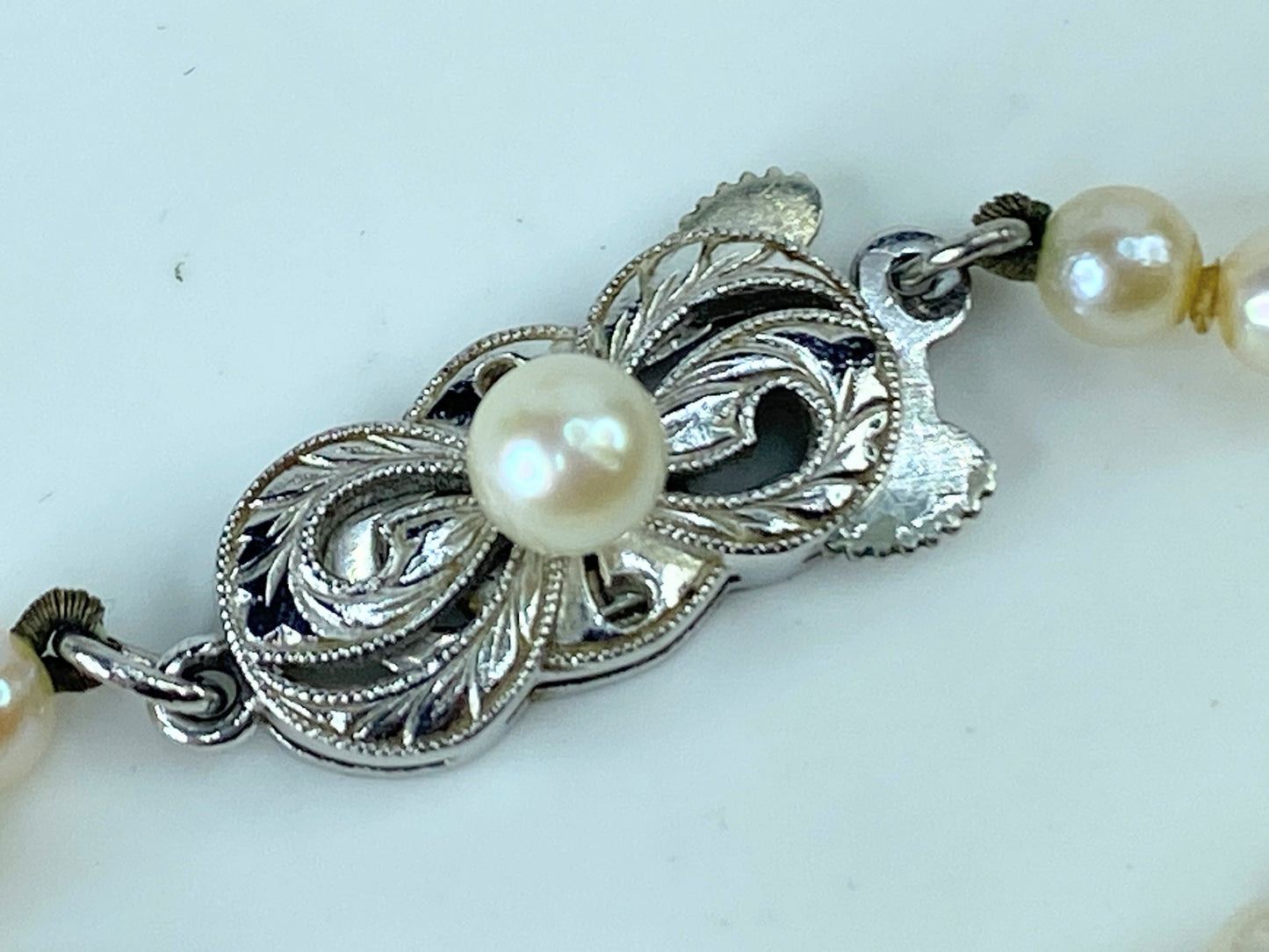 Mikimoto sterling silver graduated cultured Pearls 3.55-7.2mm necklace 18" JR372