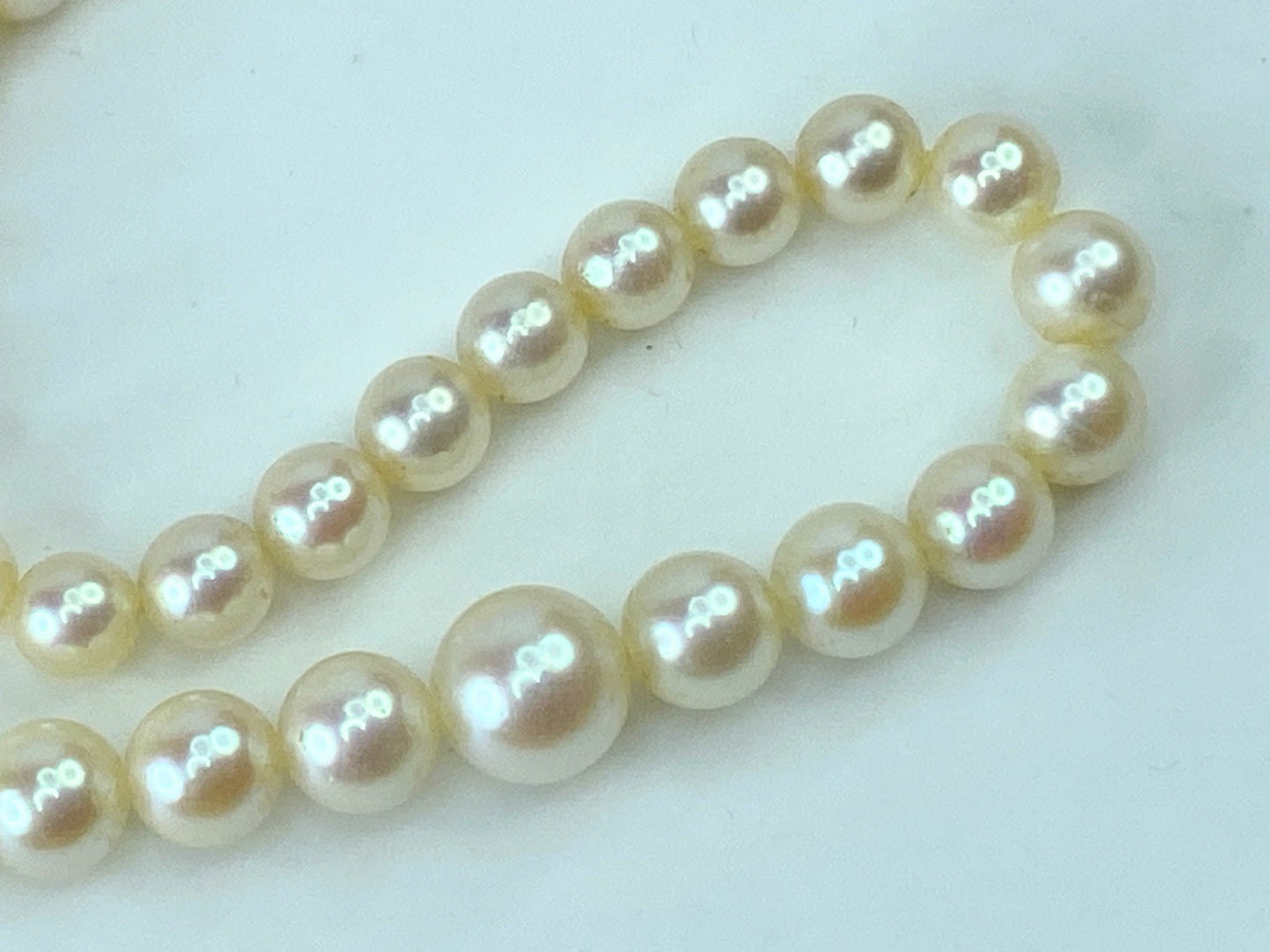 Mikimoto sterling silver graduated cultured Pearls 3.55-7.2mm necklace 18" JR372